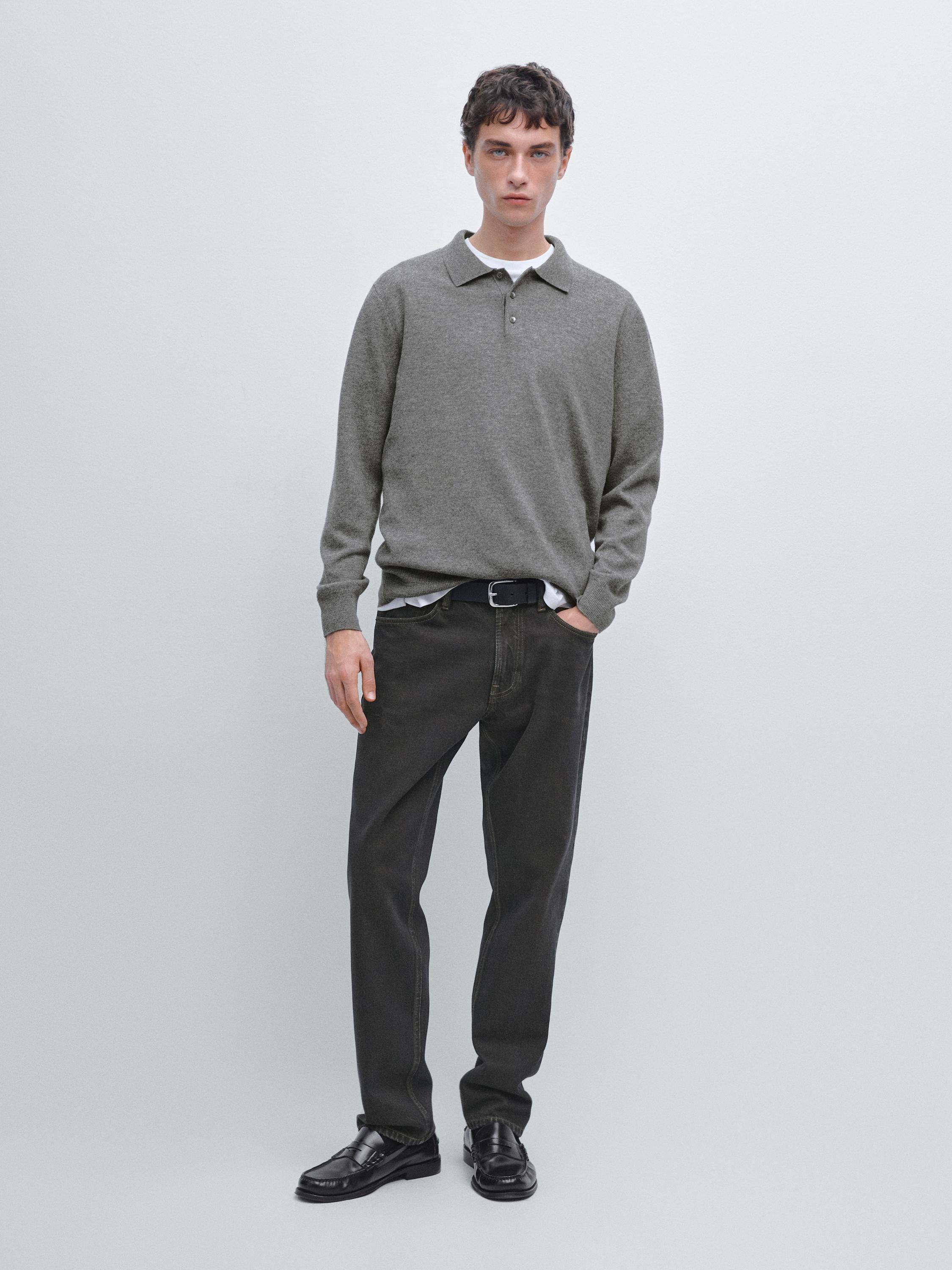 Wool blend knit polo jumper