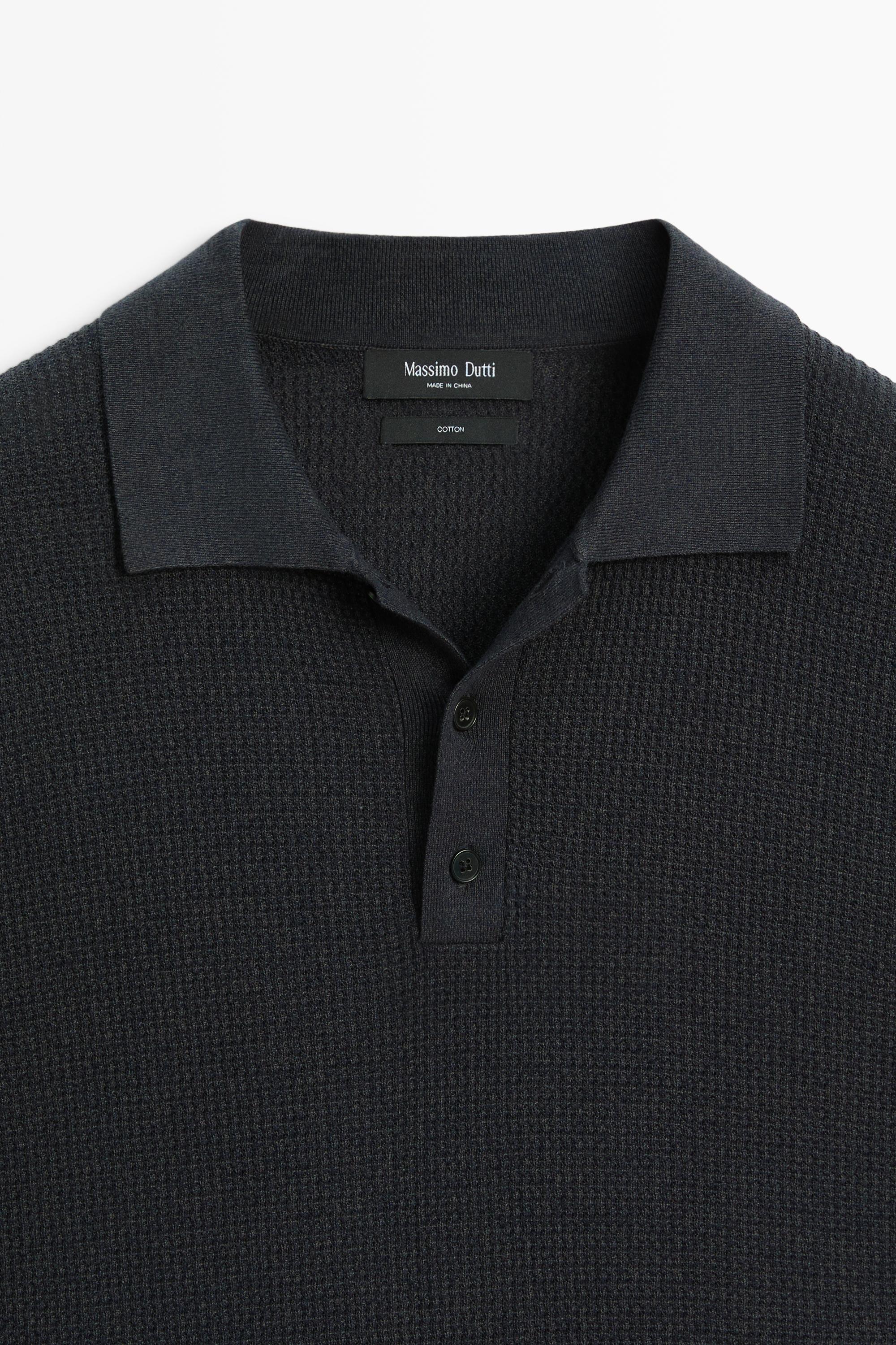 100% cotton button-collar polo shirt — CHARCOAL GREY