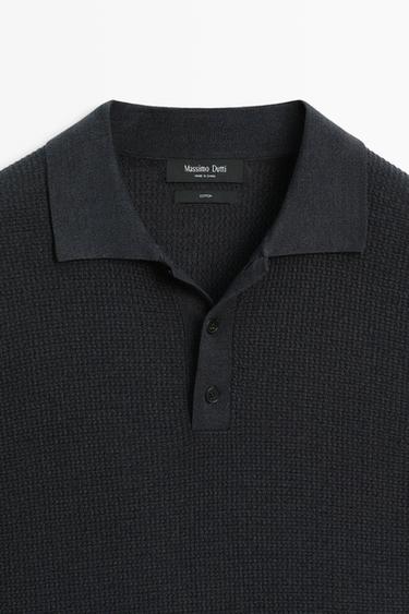 100% cotton button-collar polo shirt — CHARCOAL GREY 9