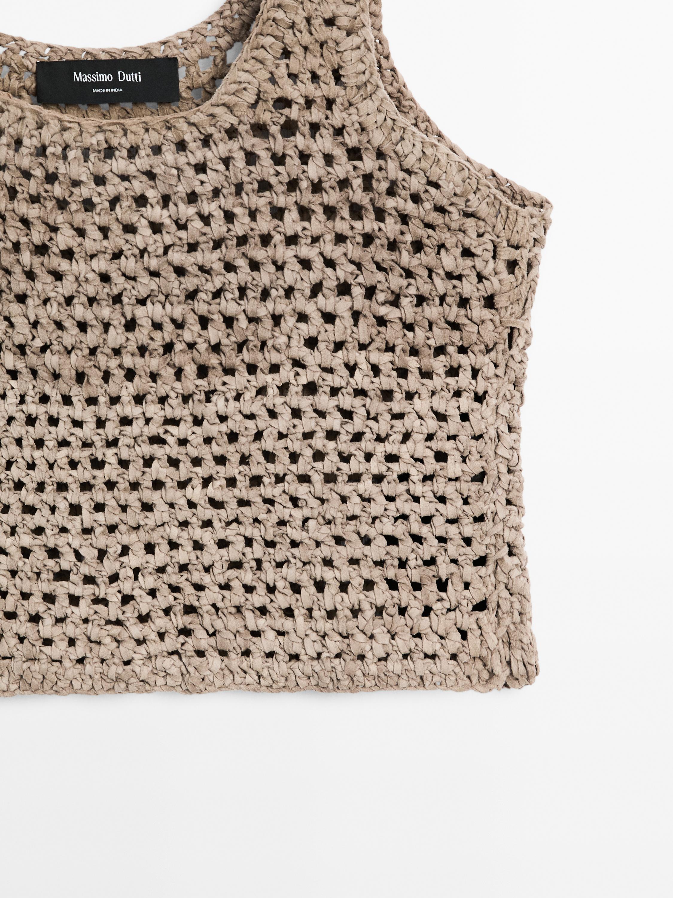 Braided suede leather top