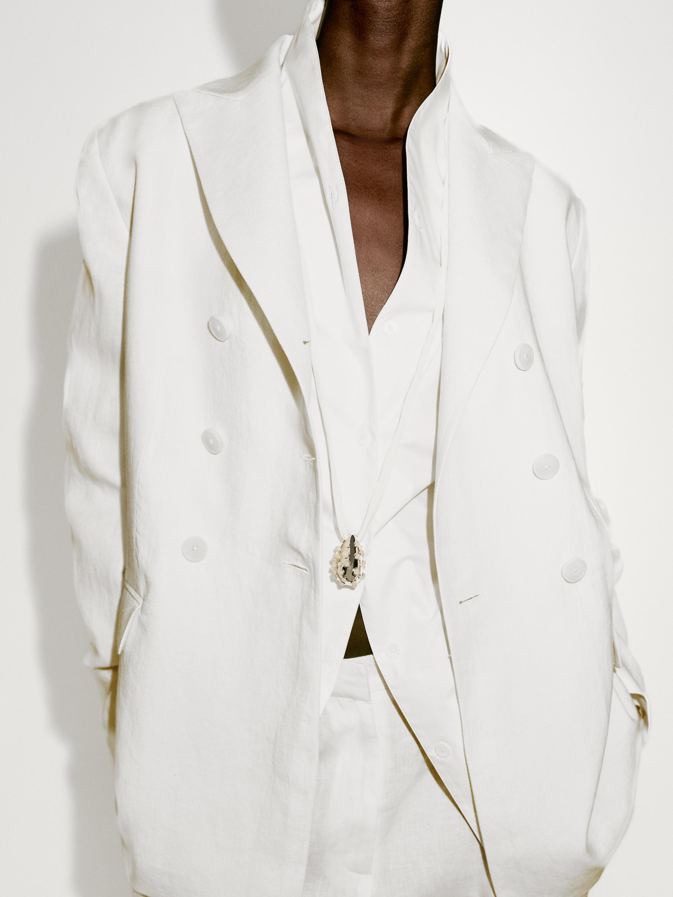 Fitted double-breasted linen blazer - Limited Edition