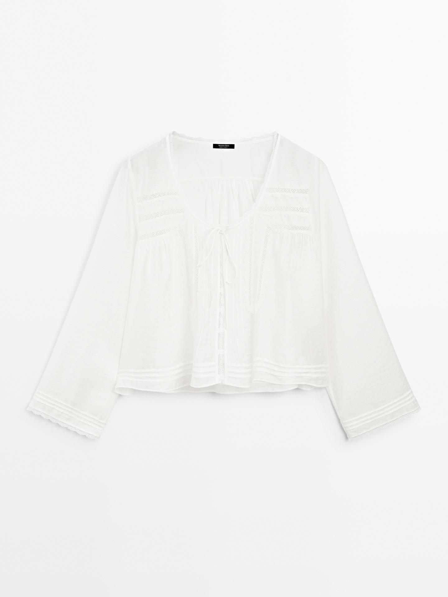 Chemise Massimo Dutti Lignée Blanc Et Beige - Taille XL (col 44) En Coton - Occasion Très Bon état
