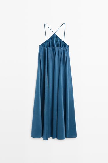 Long flowing dress with criss-cross straps — BLUE 6