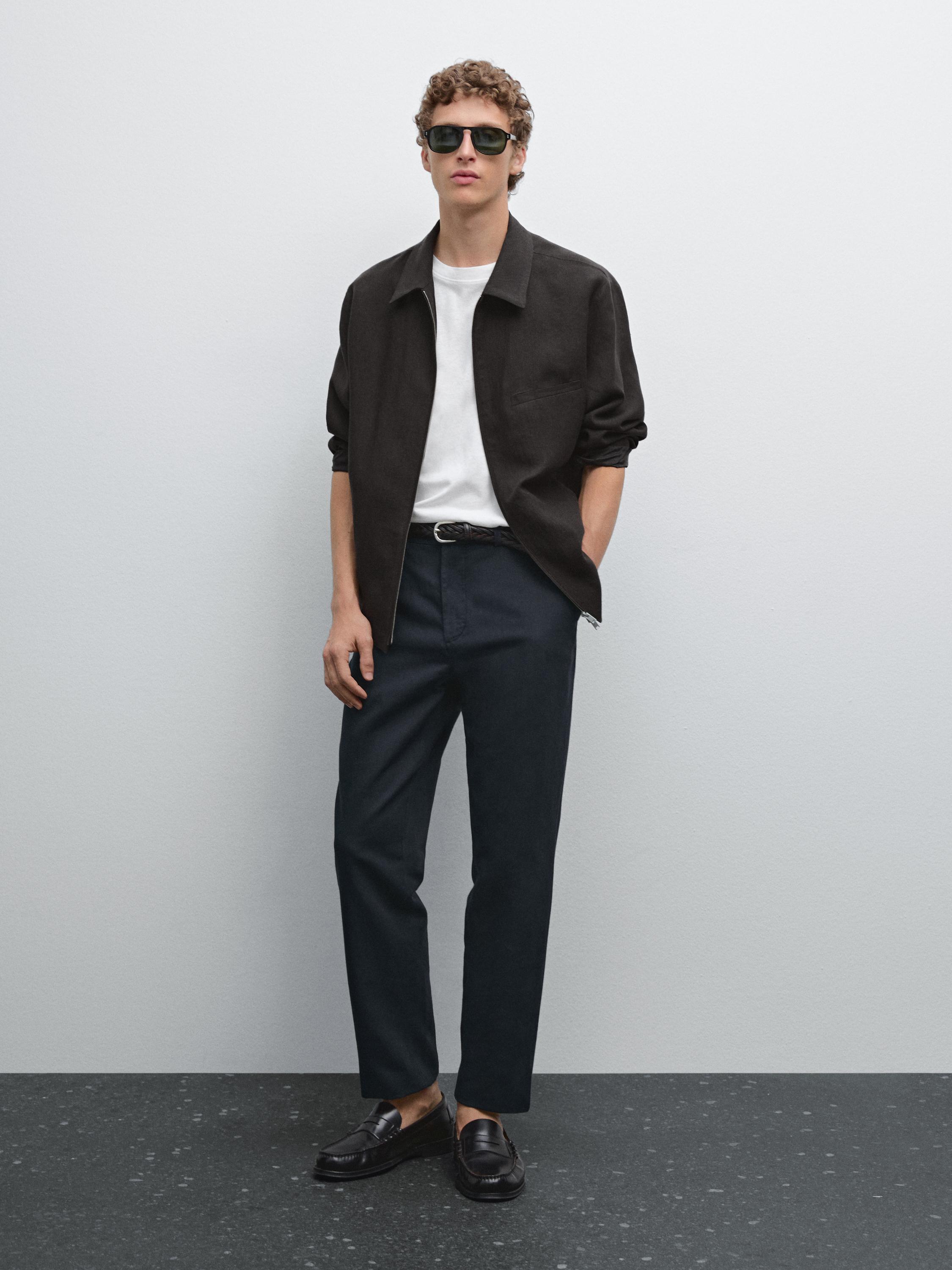 Tapered fit with cotton and linen trousers