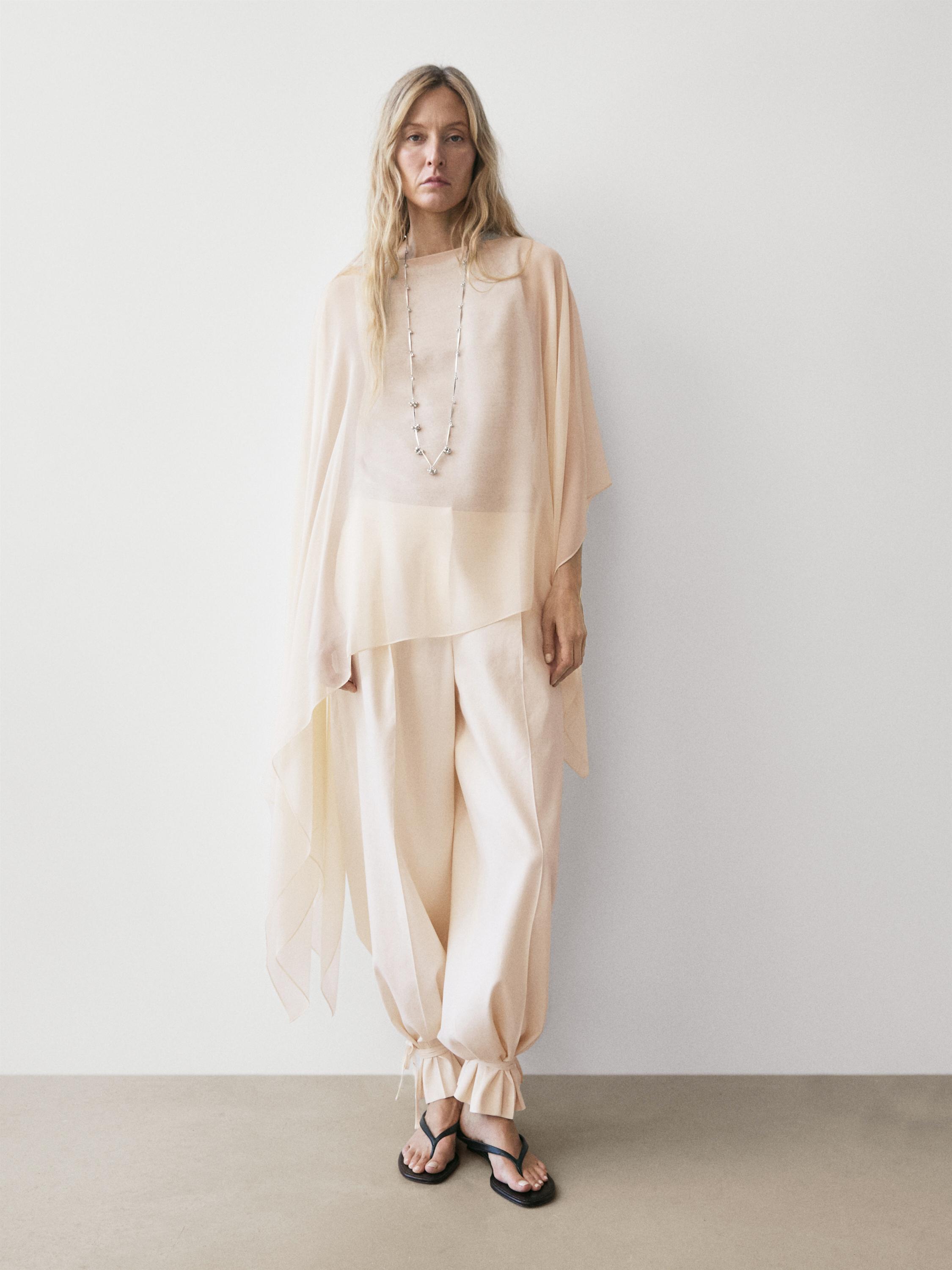 Flowing barrel fit trousers — CREAM