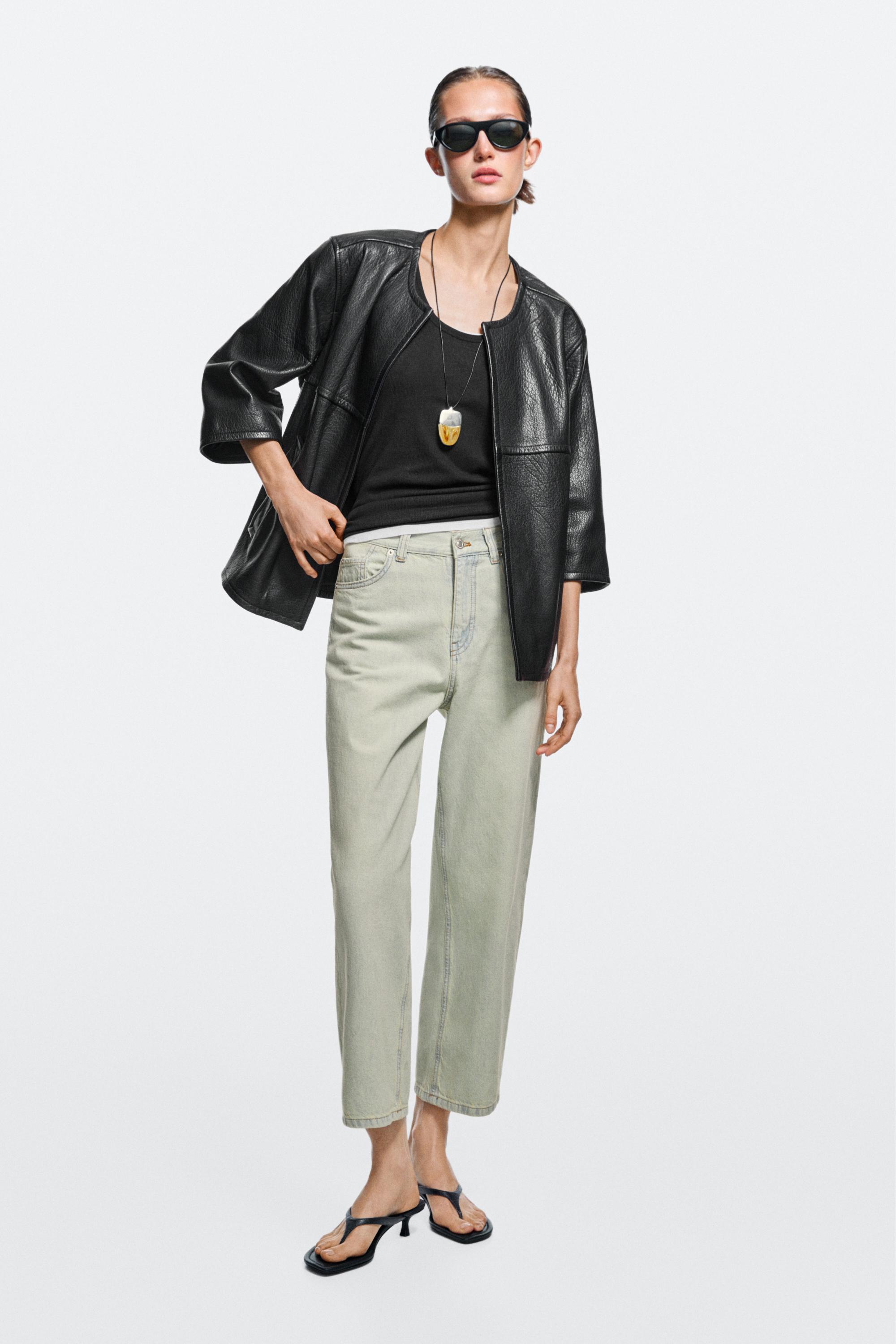 Mid-waist cropped wide-leg jeans — BLUE