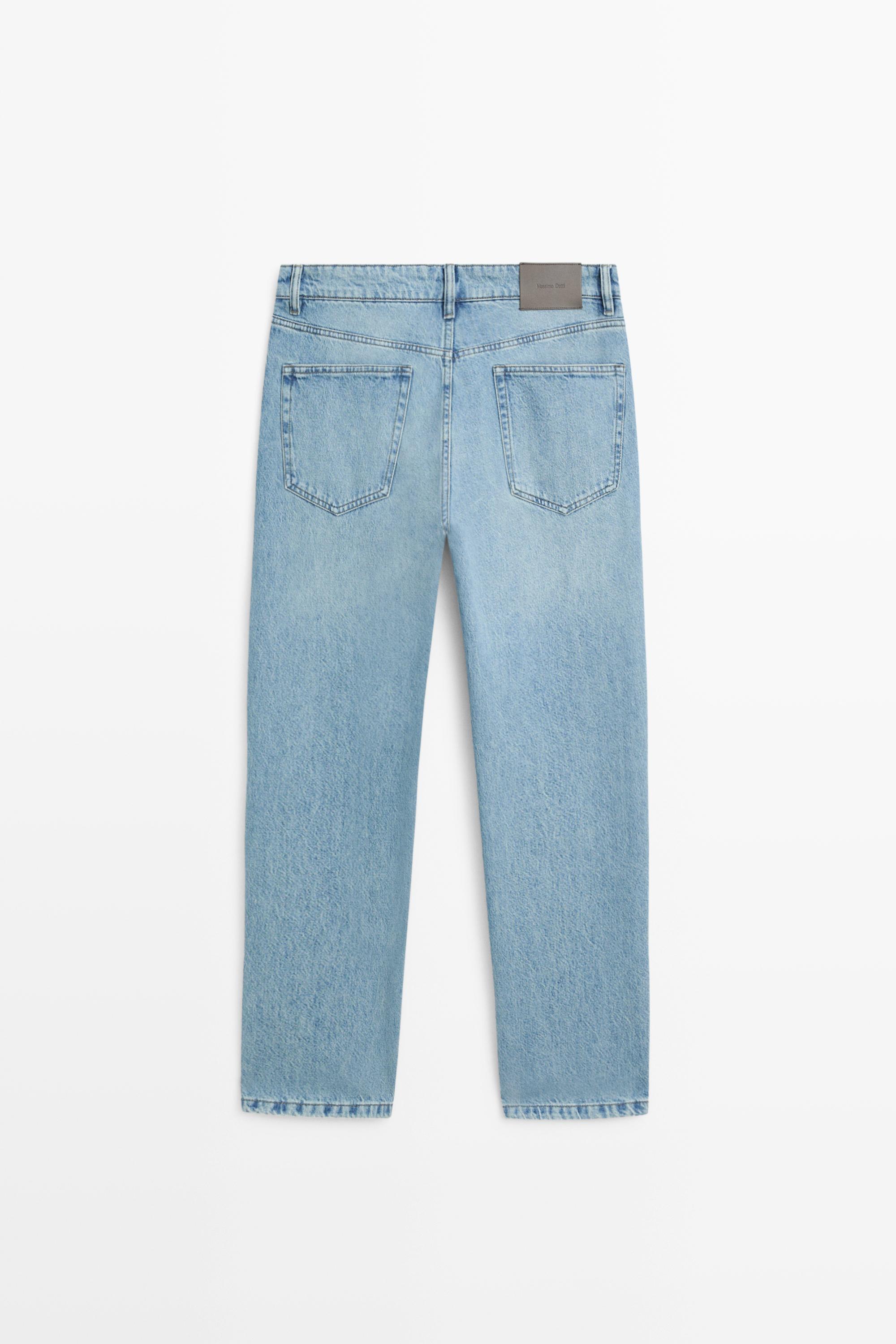 Bleach washed tapered fit jeans — Light Blue