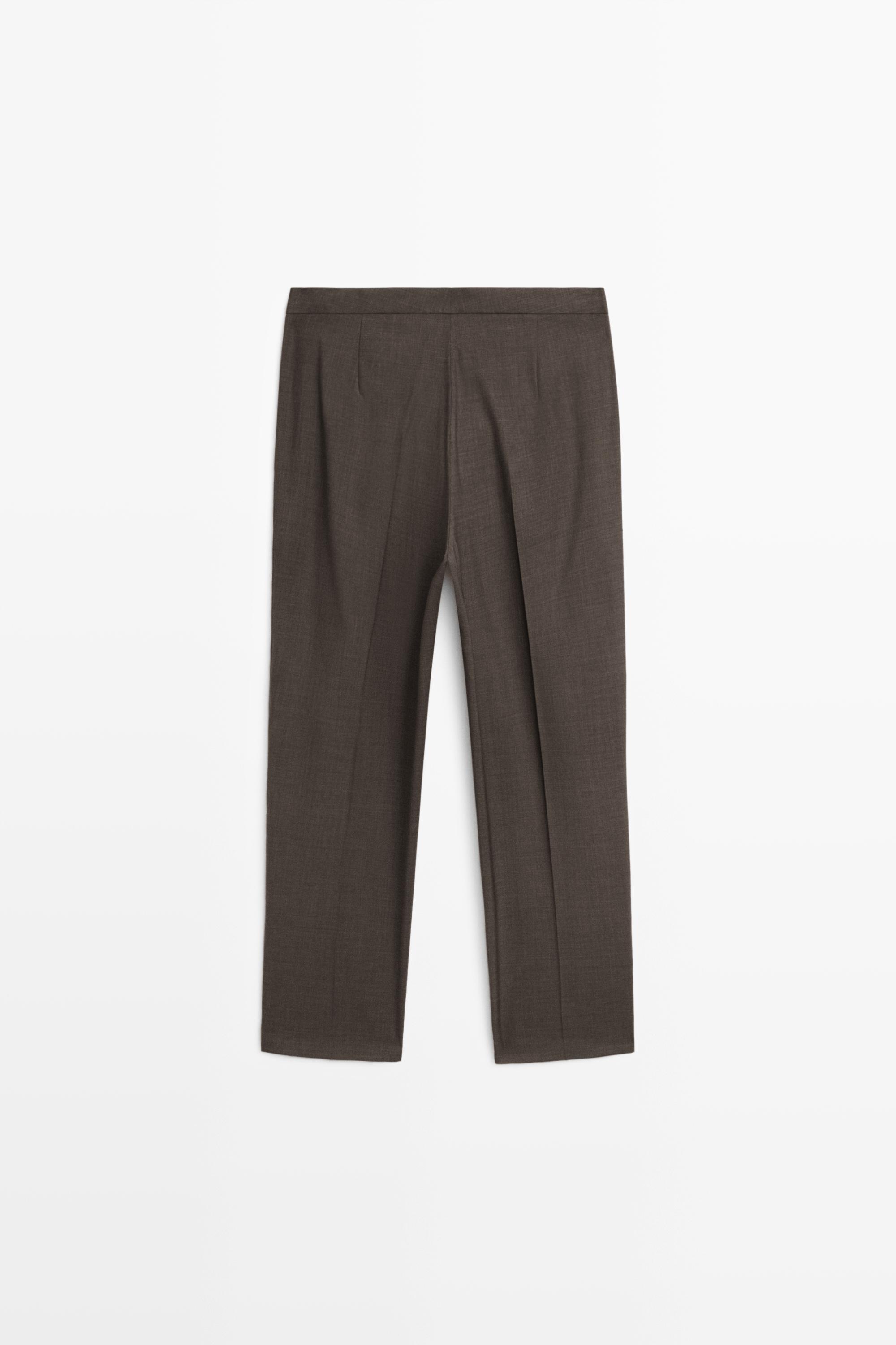 100% cool wool pleated pants — DARK GREY