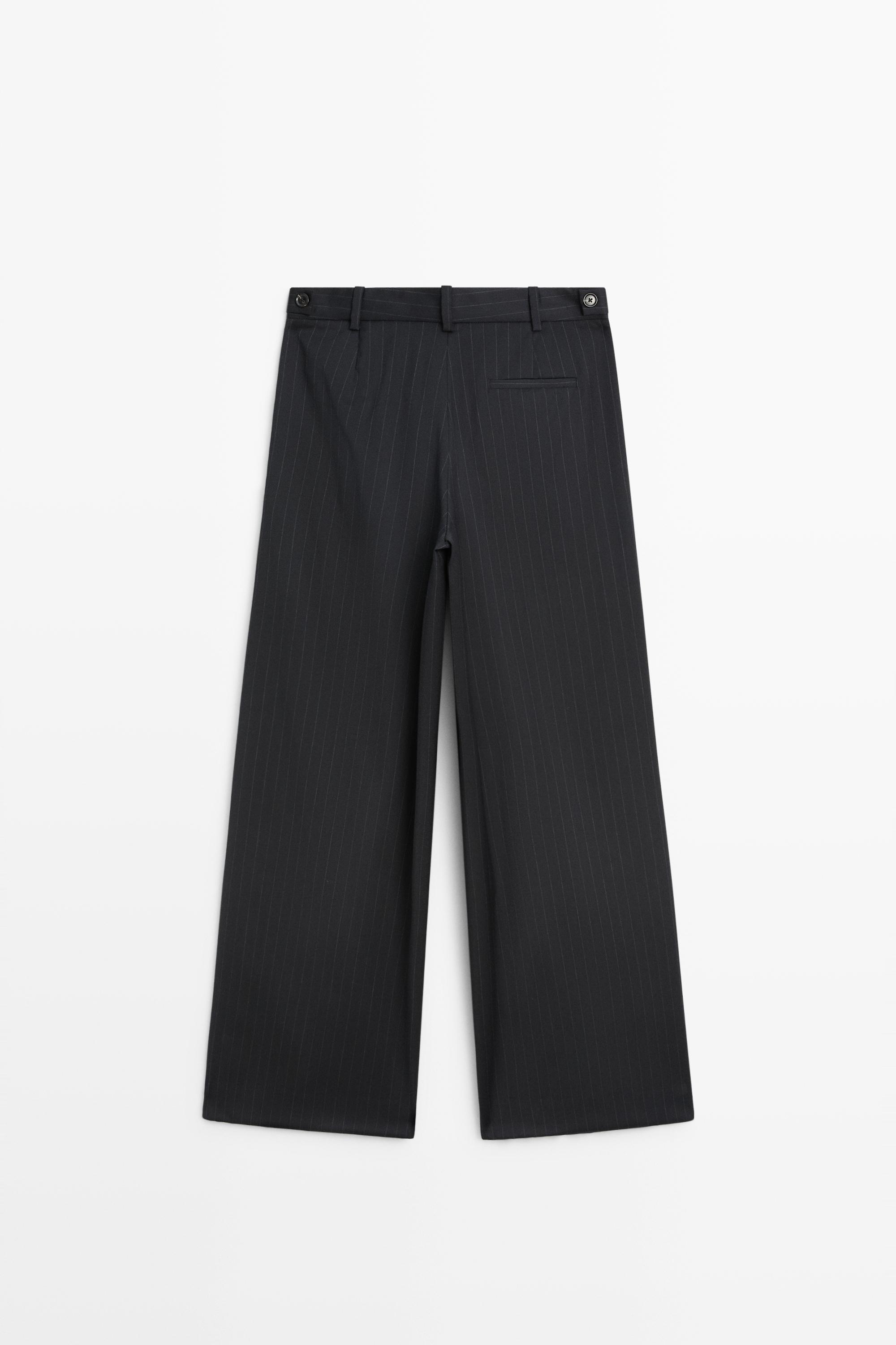 Pinstripe wool suit pants - thumbnail 6