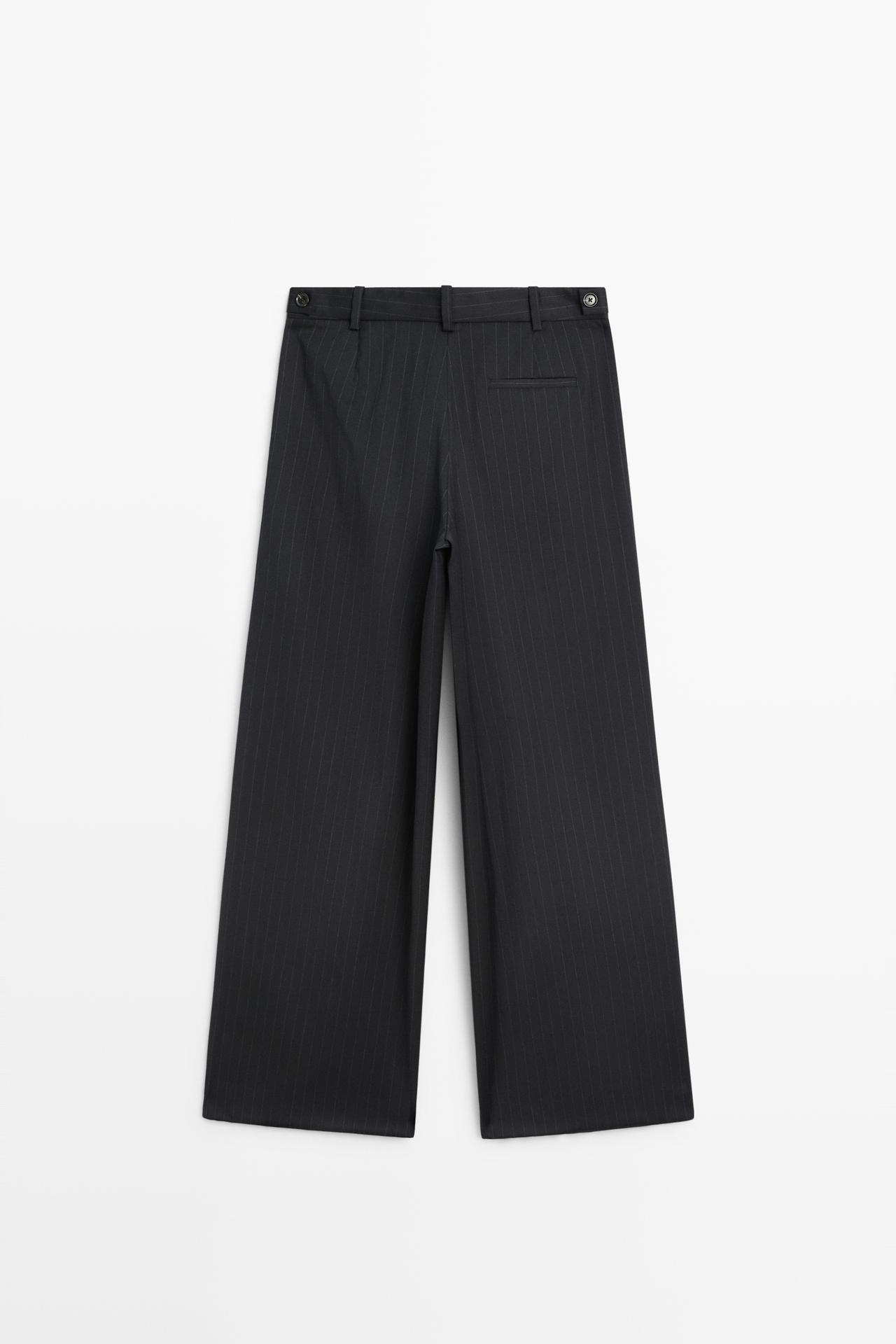 Pinstripe wool suit pants — NAVY BLUE