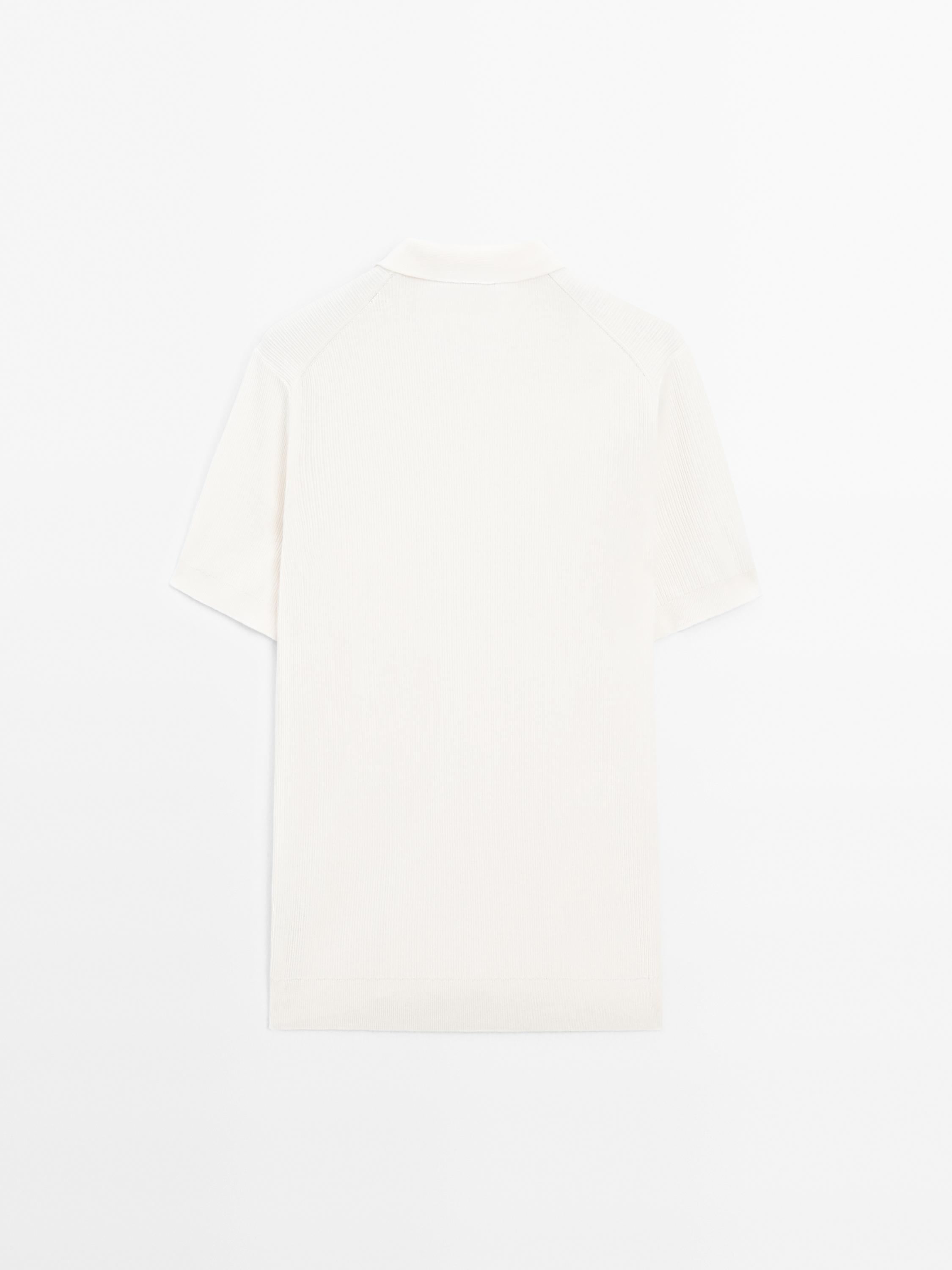 100% cotton ribbed knit polo shirt