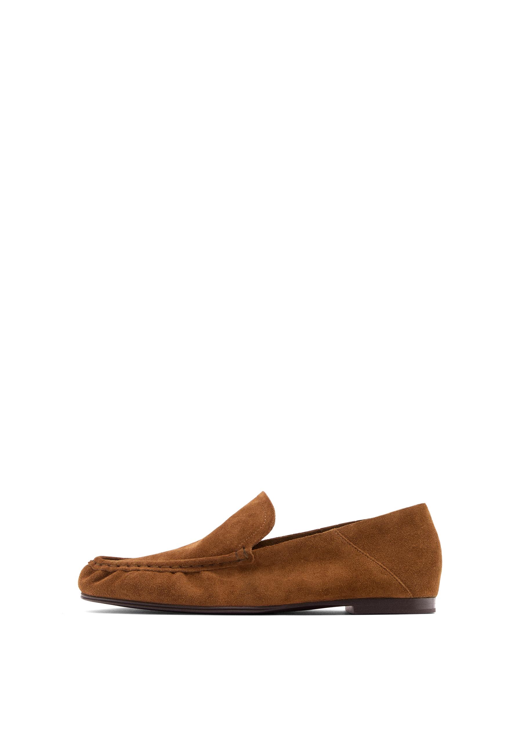 Soft split leather loafers — HAZELNUT BROWN
