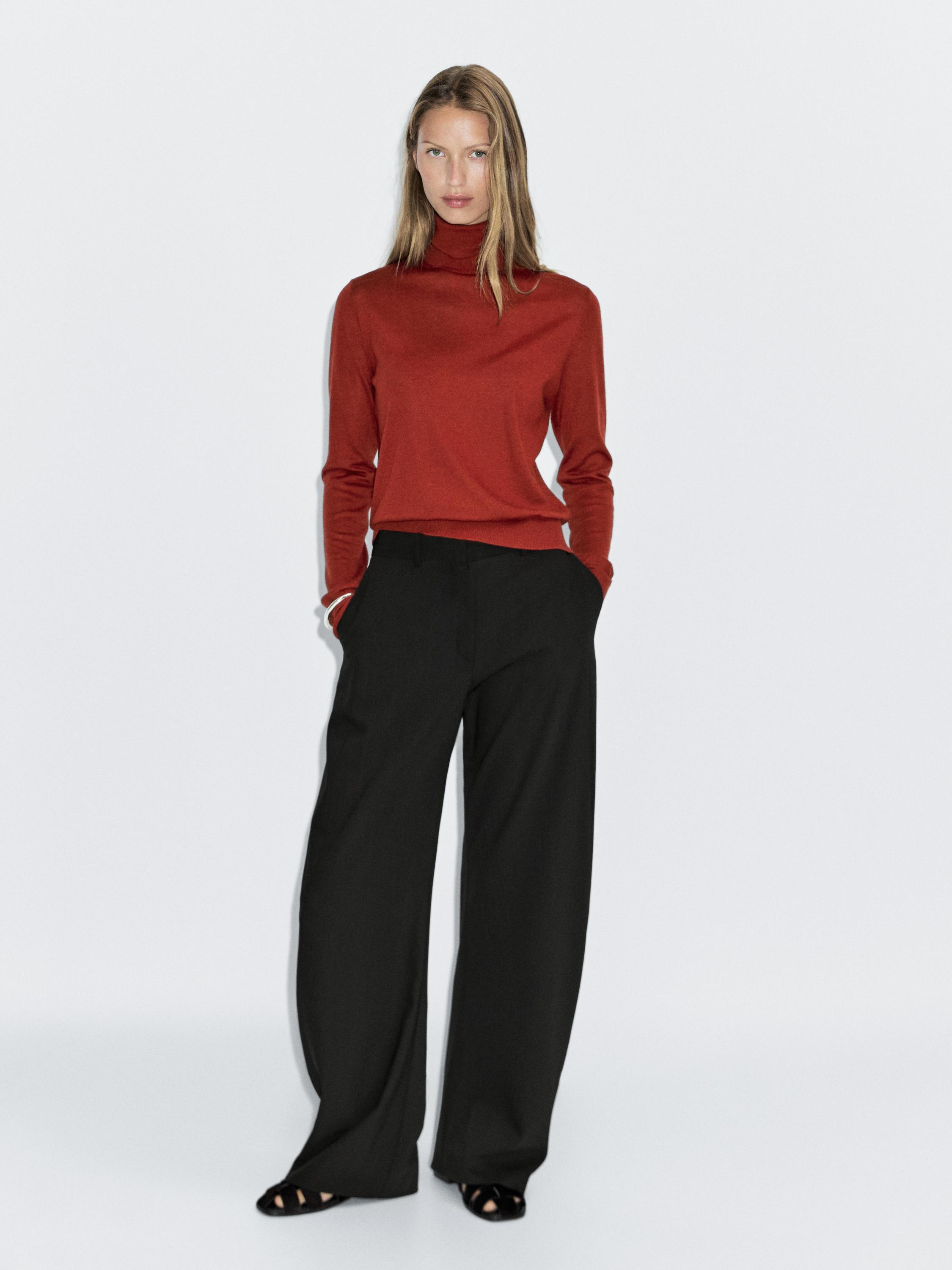 High neck wool blend sweater