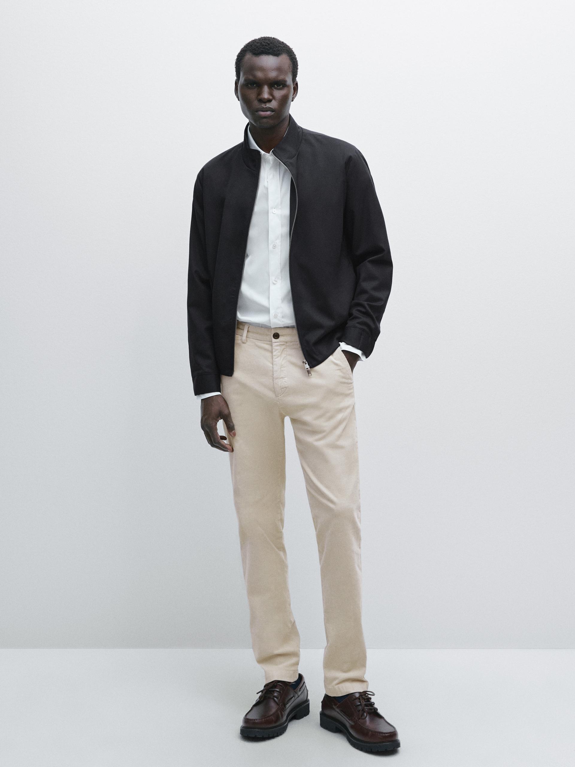 Spodnie Sztruksowe Slim - Beżowy - 46 - Massimo Dutti - Mężczyzna