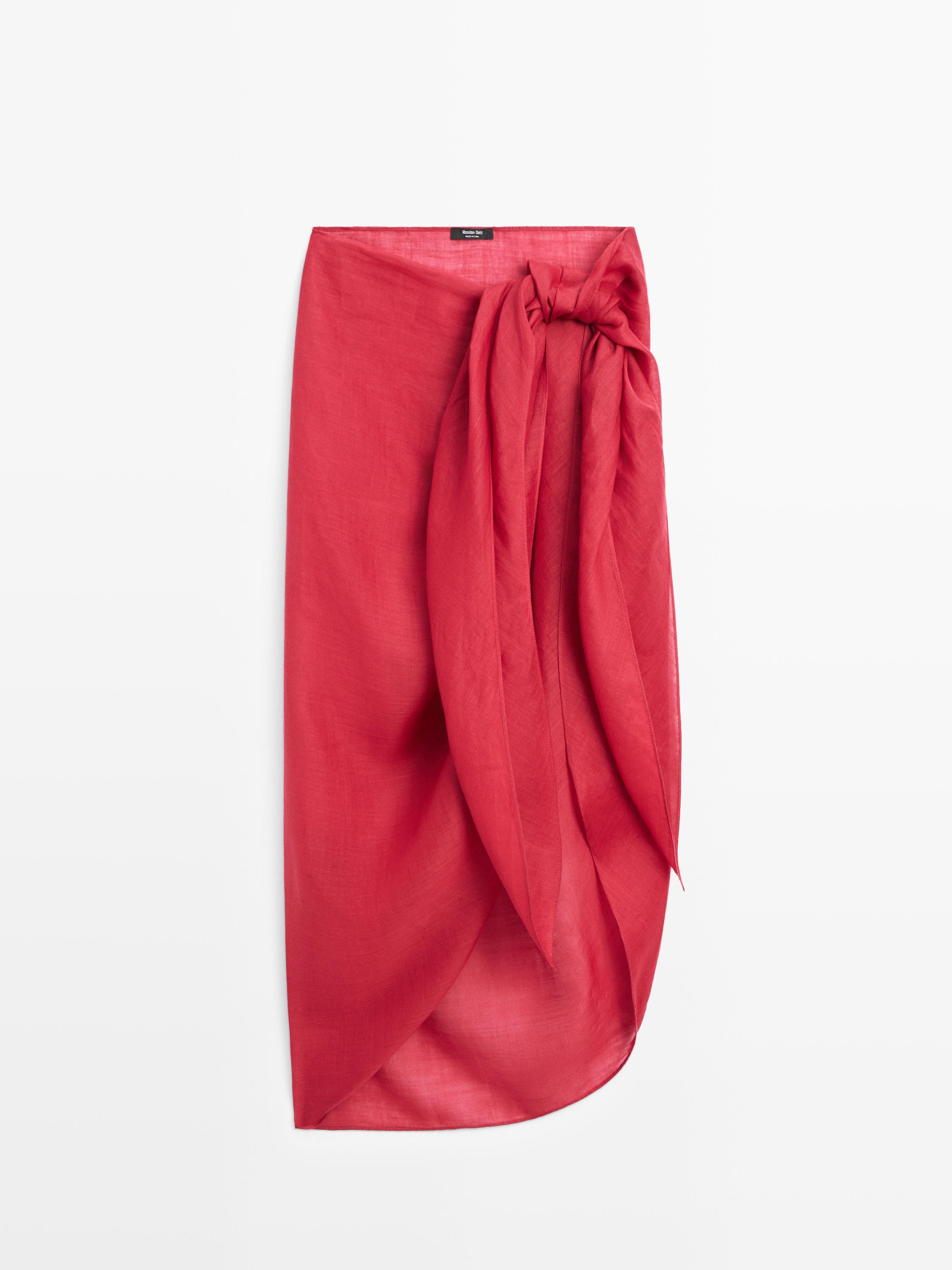 100% ramie pareo skirt — RED