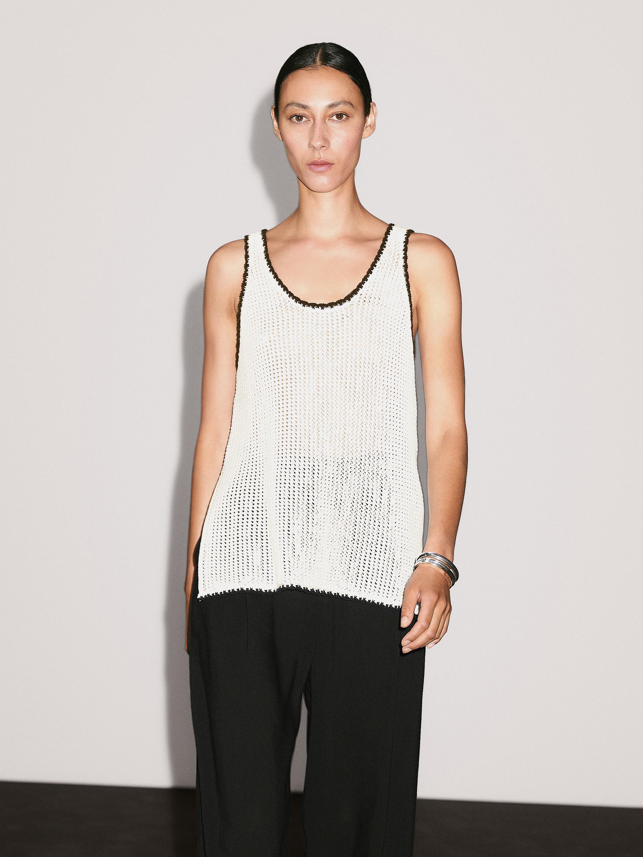 100% cotton strappy crochet top
