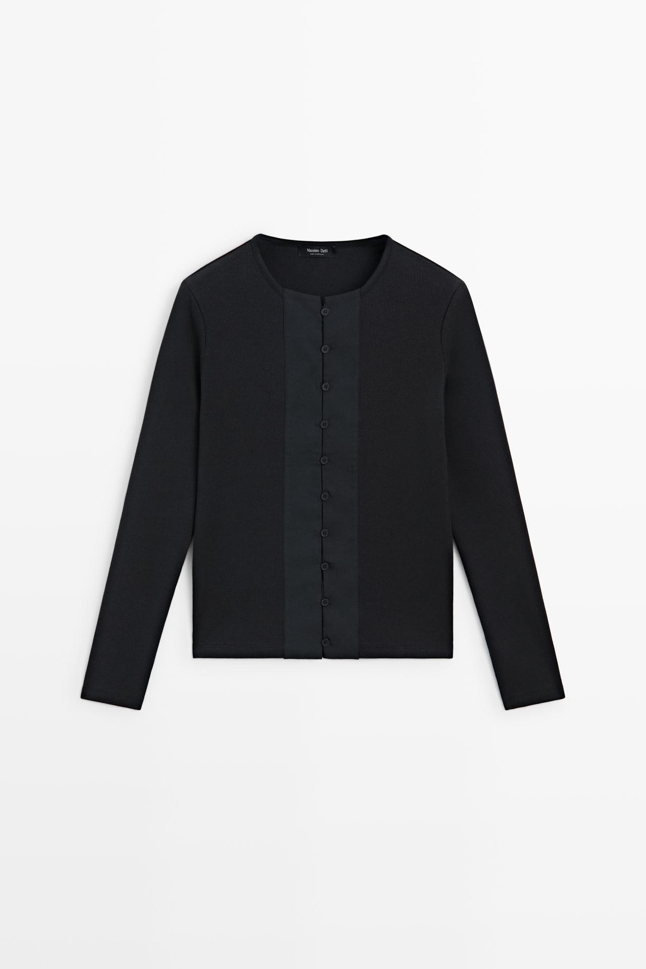 Cotton blend henley T-shirt with button detail — LEAD