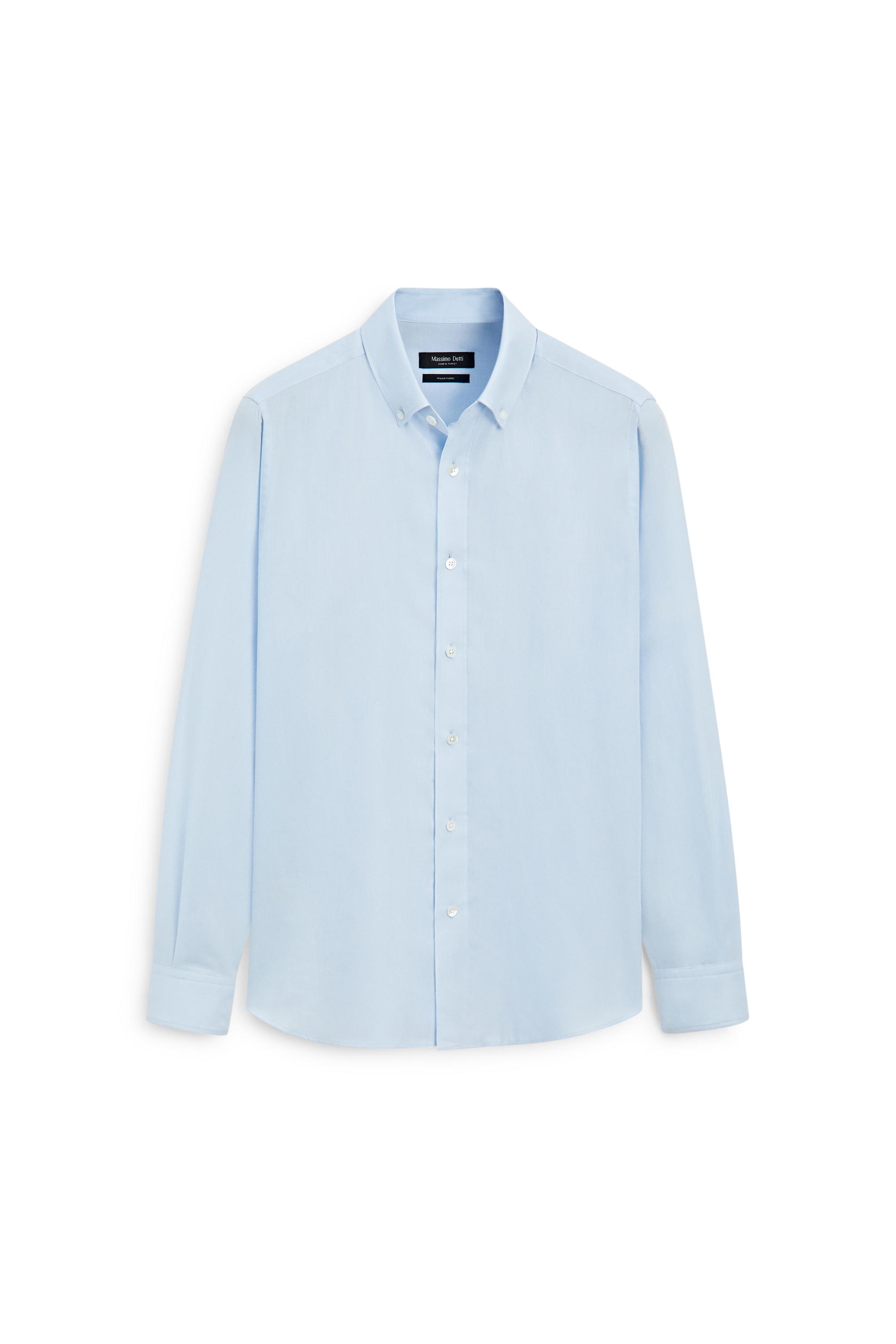 100% cotton twill regular fit shirt — Light Blue