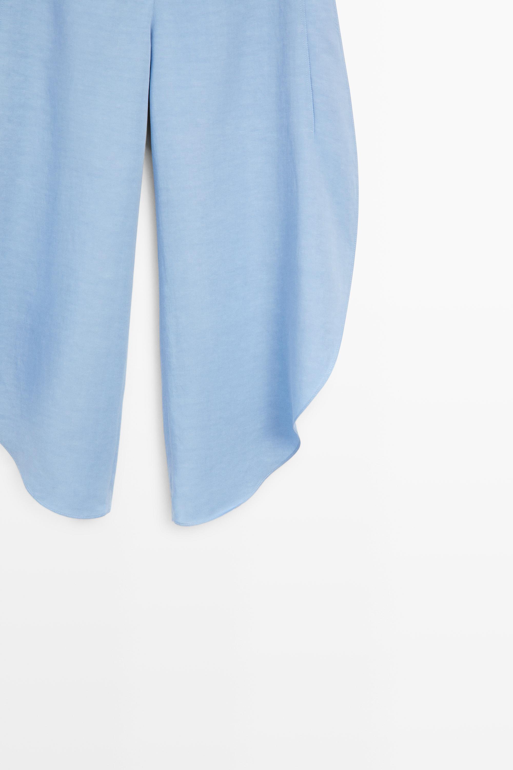 Voluminous flowing linen blend pants — SKY BLUE