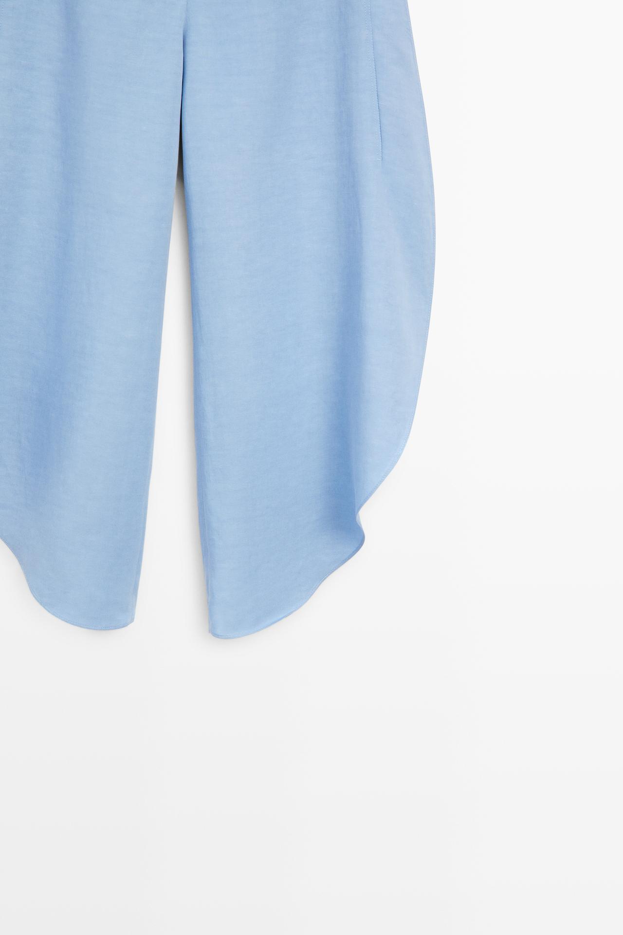 Voluminous flowing linen blend pants — SKY BLUE