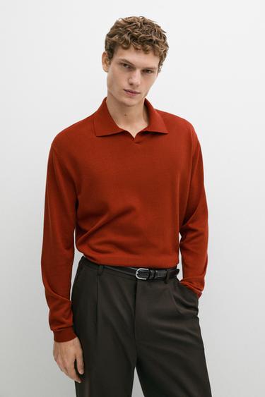 Polo collar knit sweater — TANGERINE 3