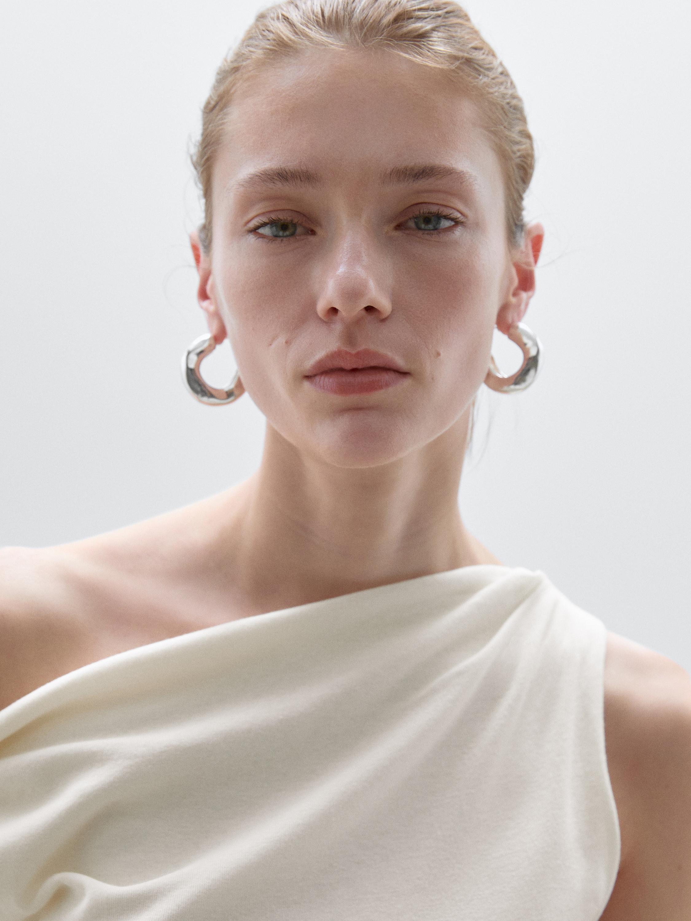 Draped cotton top with knot detail