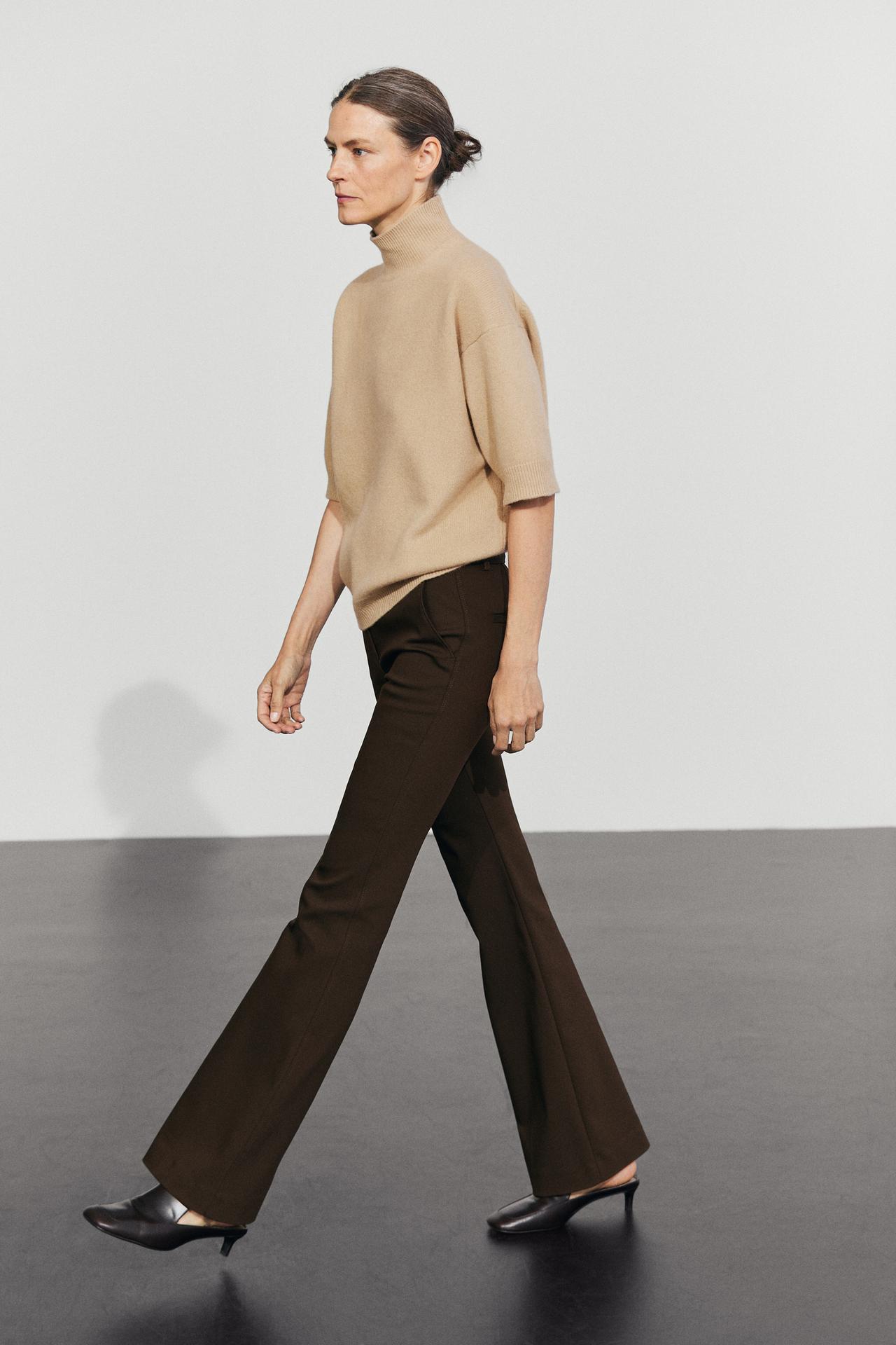 Oversize short sleeve knit sweater — CAMEL