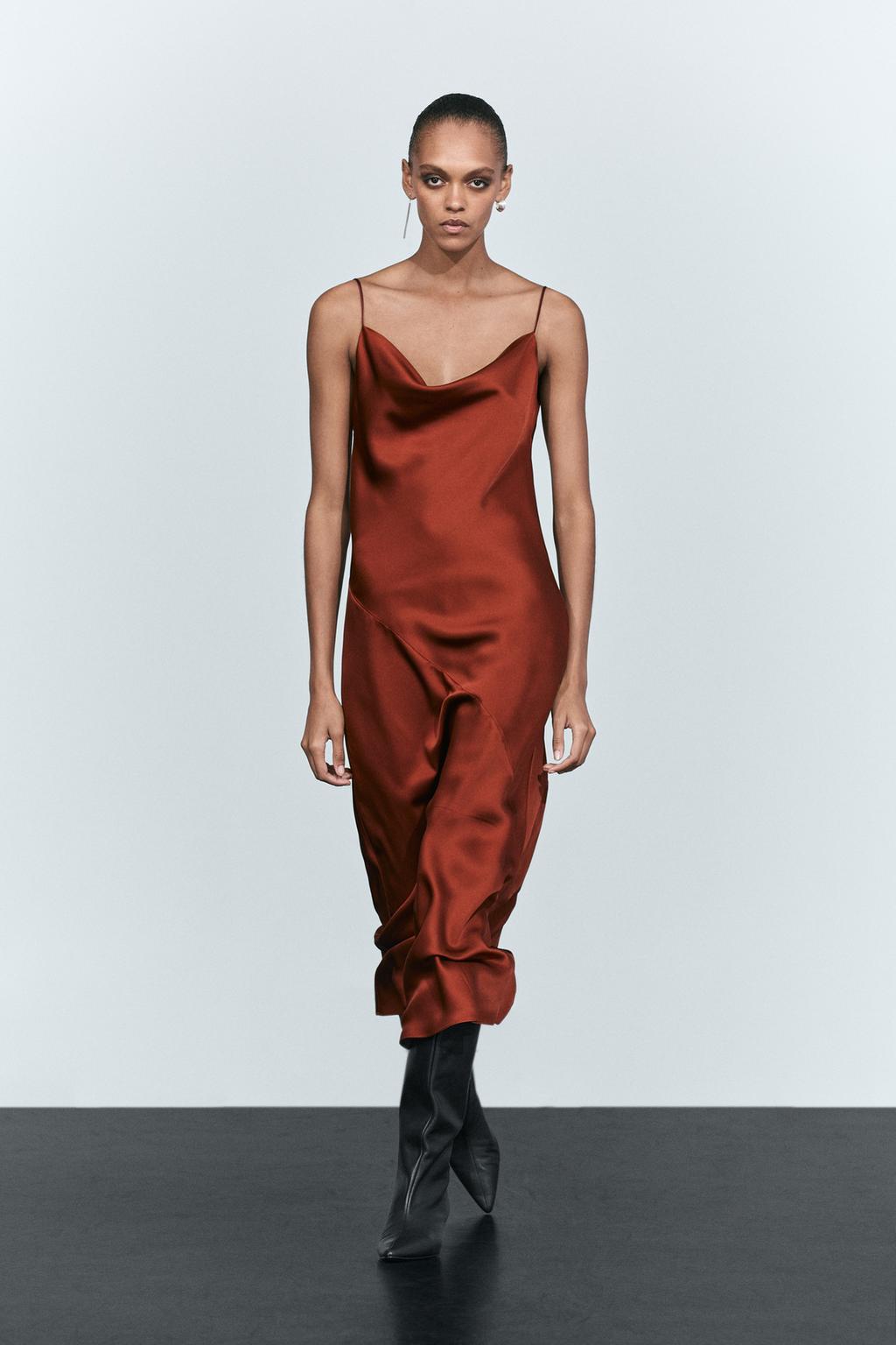 Massimo Dutti Axan saten efektli midi paltar