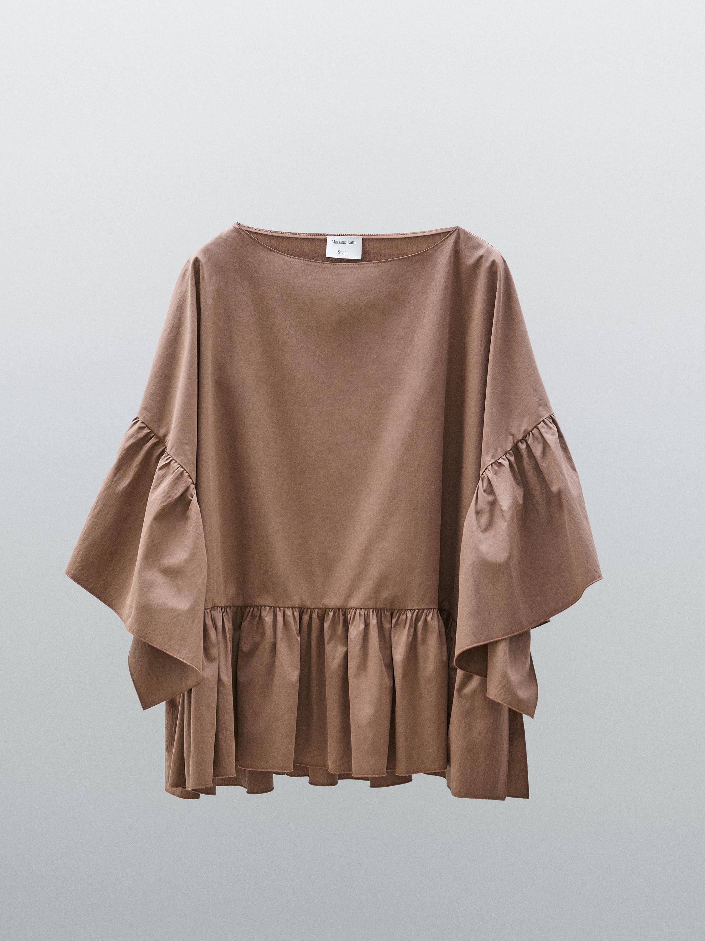 Camisa larga com pormenor de folhos - Studio