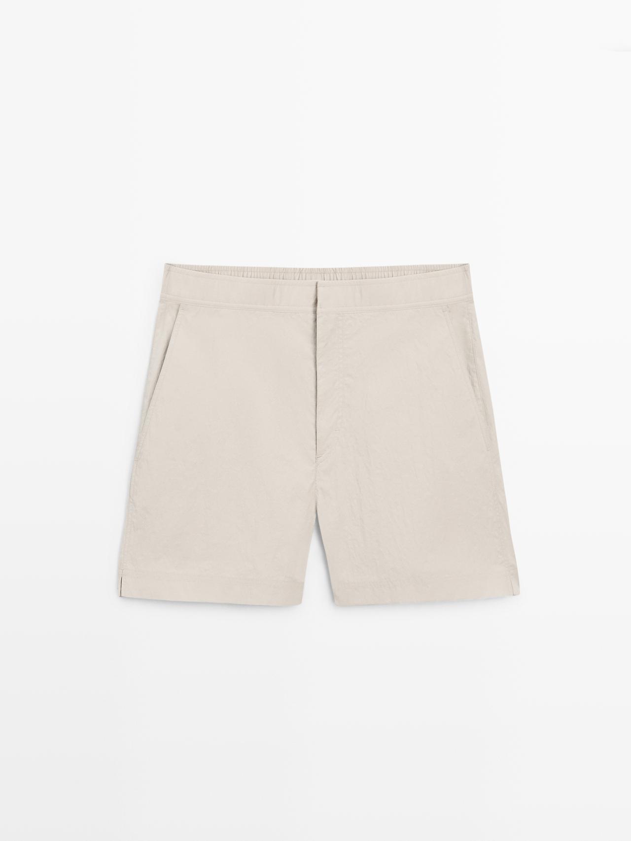 Maillot De Bain Uni Détail Taille - Sable - L - Massimo Dutti - Homme