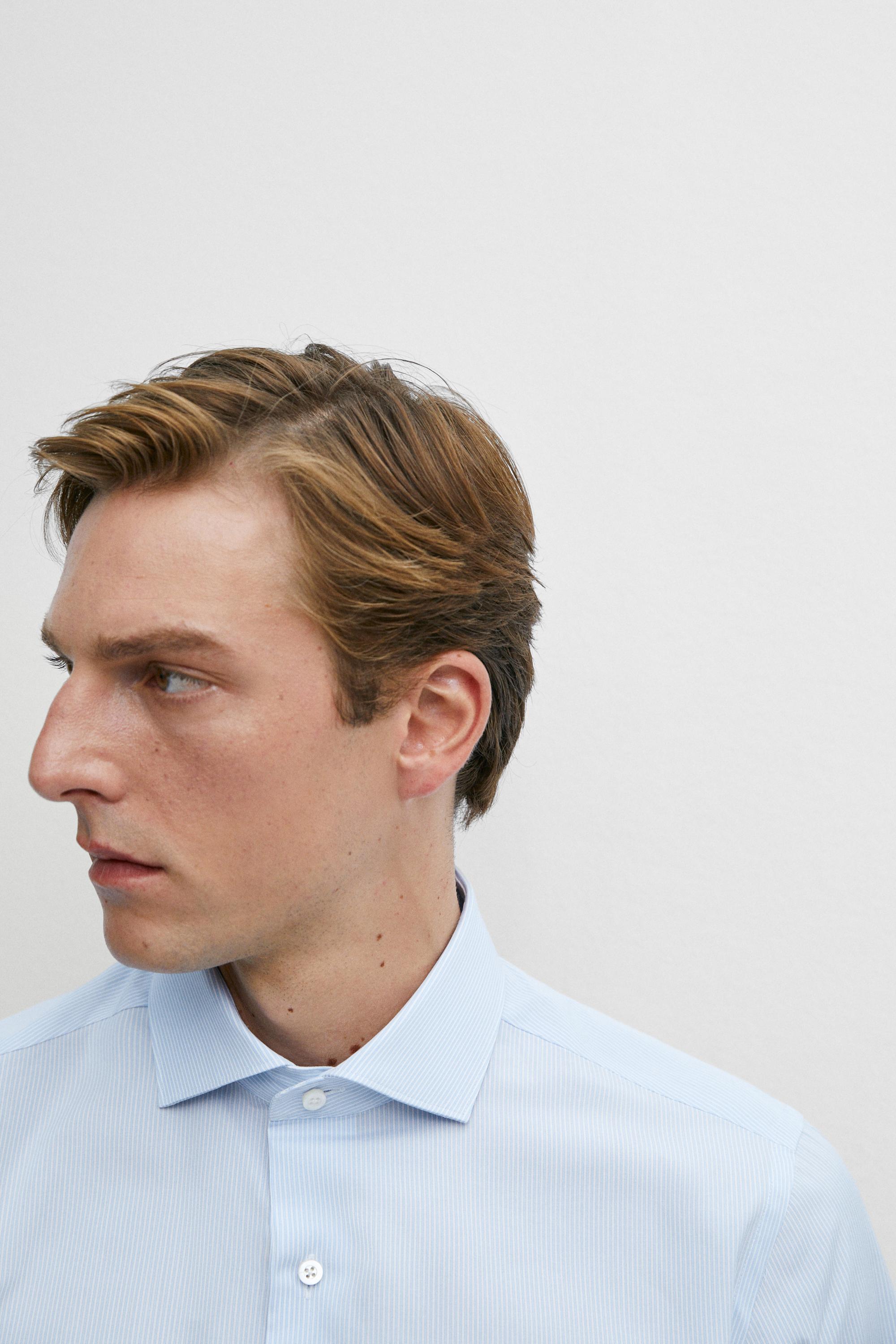 Tailored fit striped slim fit shirt — SKY BLUE