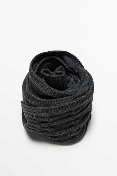 Wool and cashmere cable-knit scarf — GREY 5