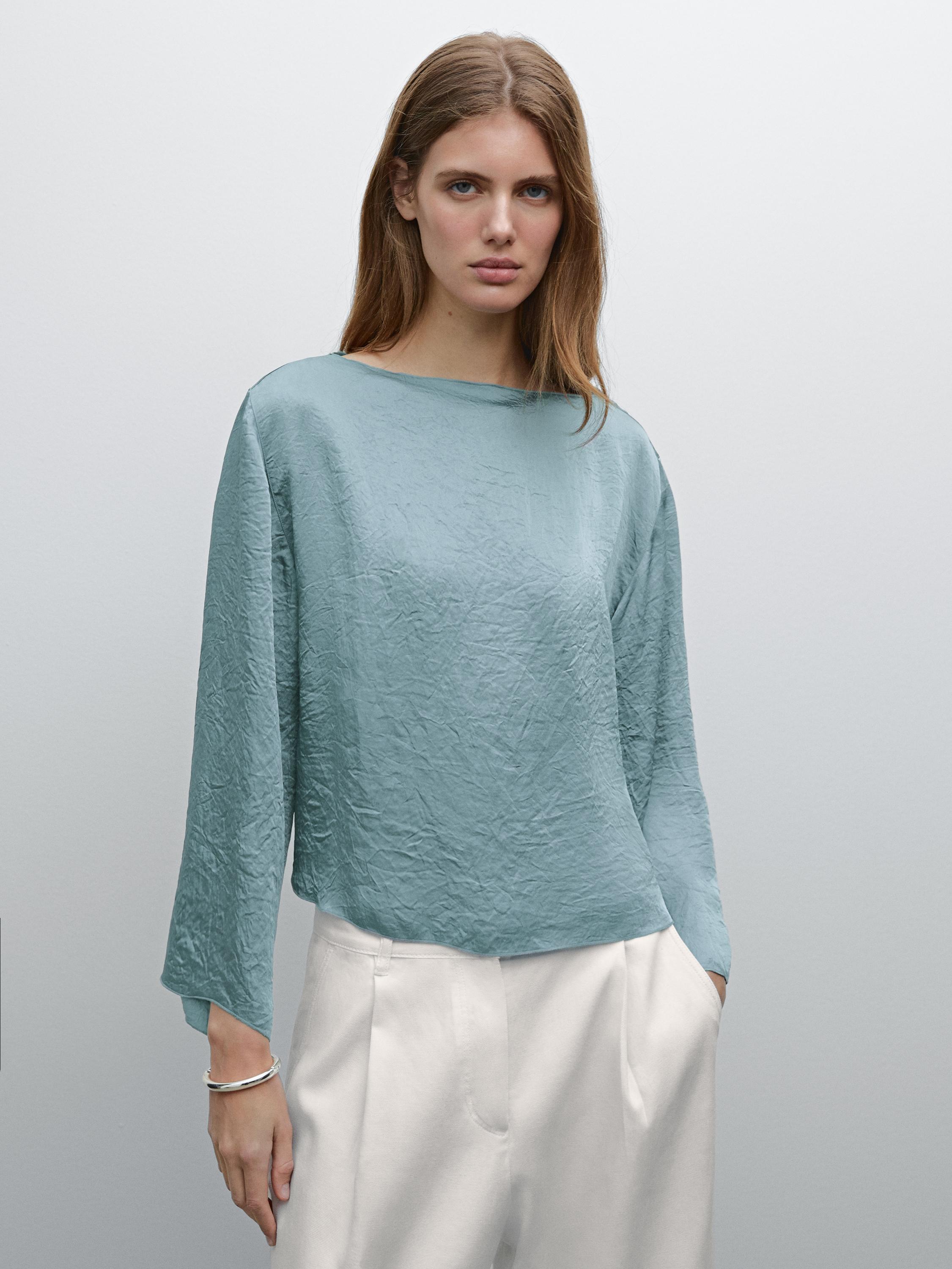 Flounce satin blouse