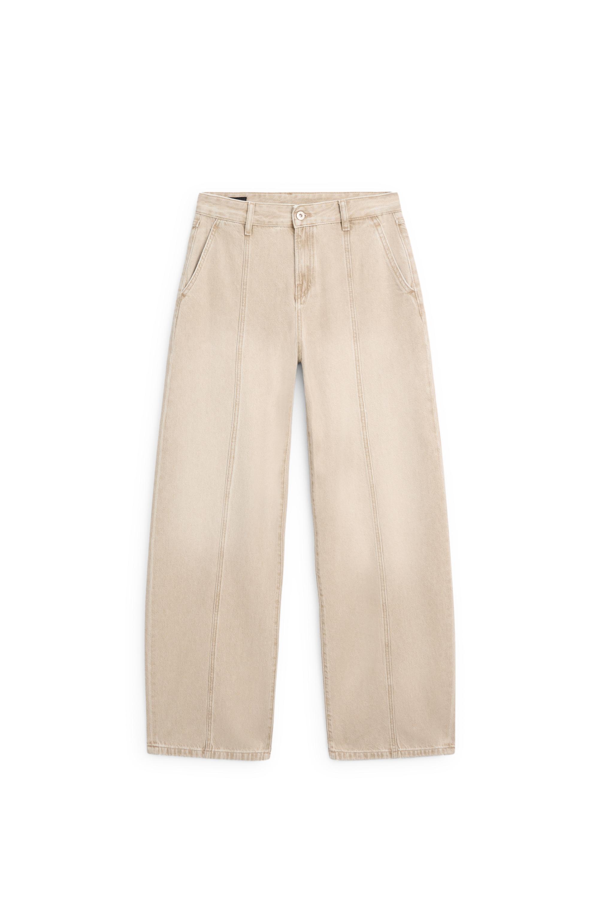 Mid-rise barrel fit jeans — SAND