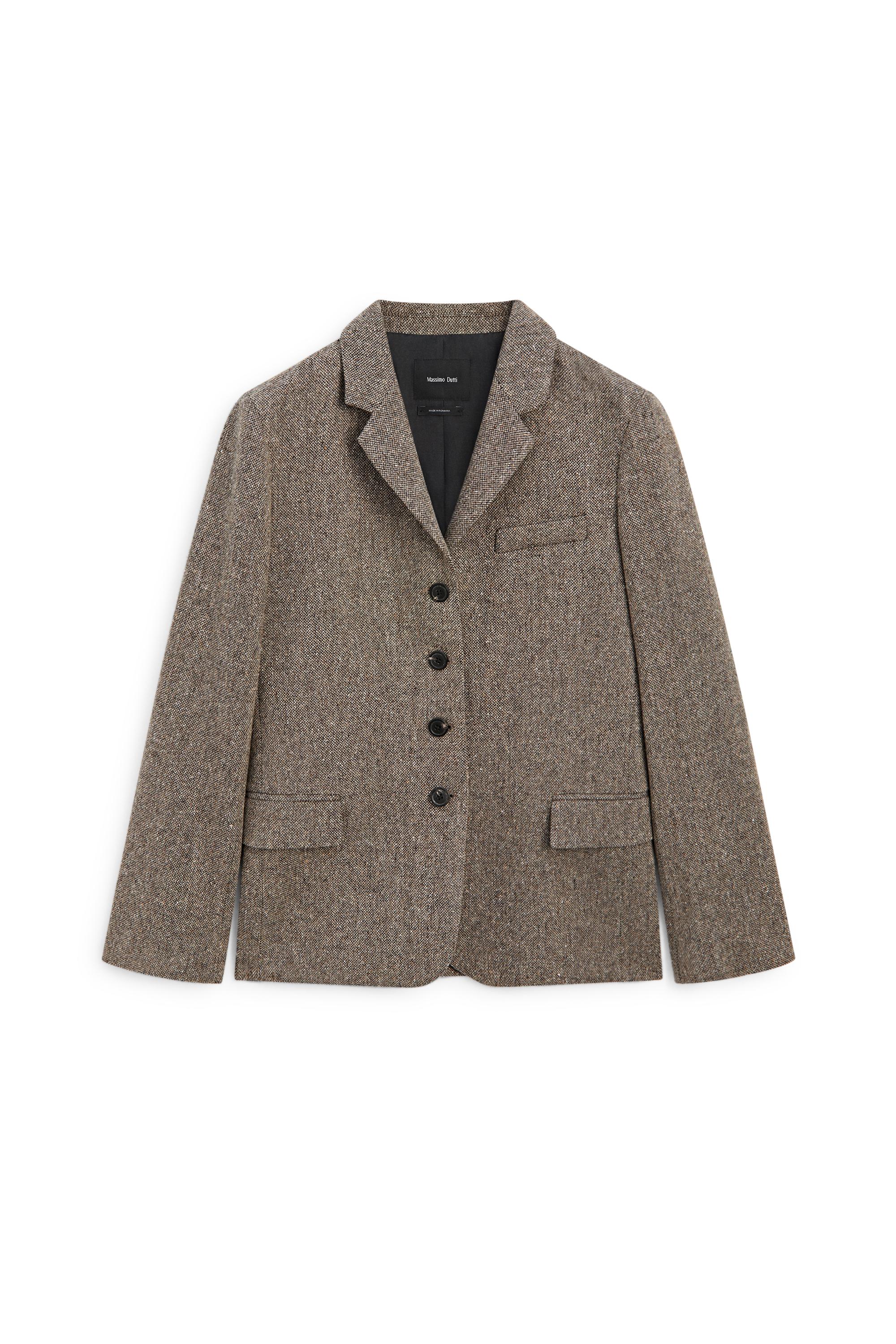 Cropped wool blend blazer — BROWN