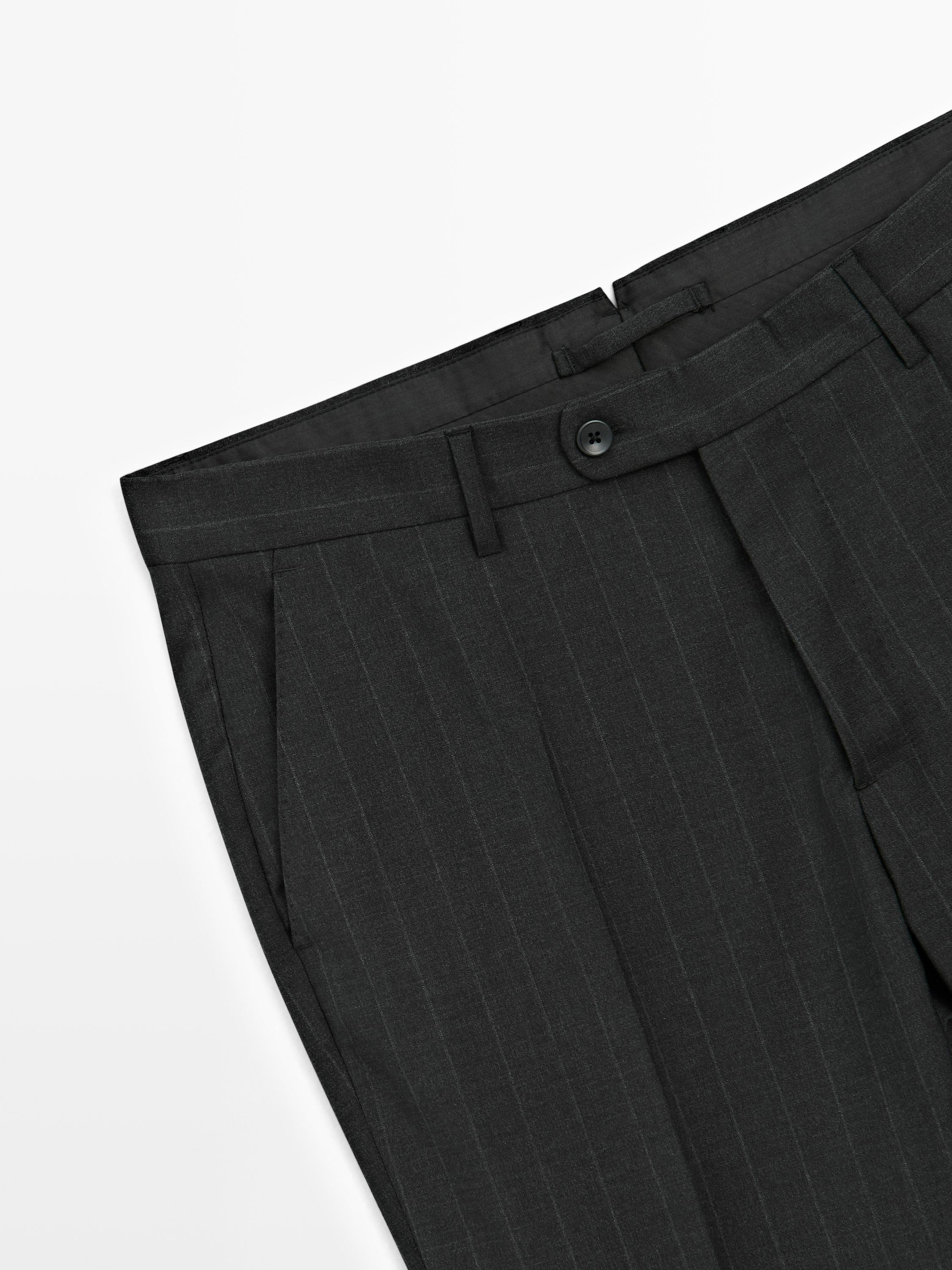Pinstriped cool wool suit trousers — GREY