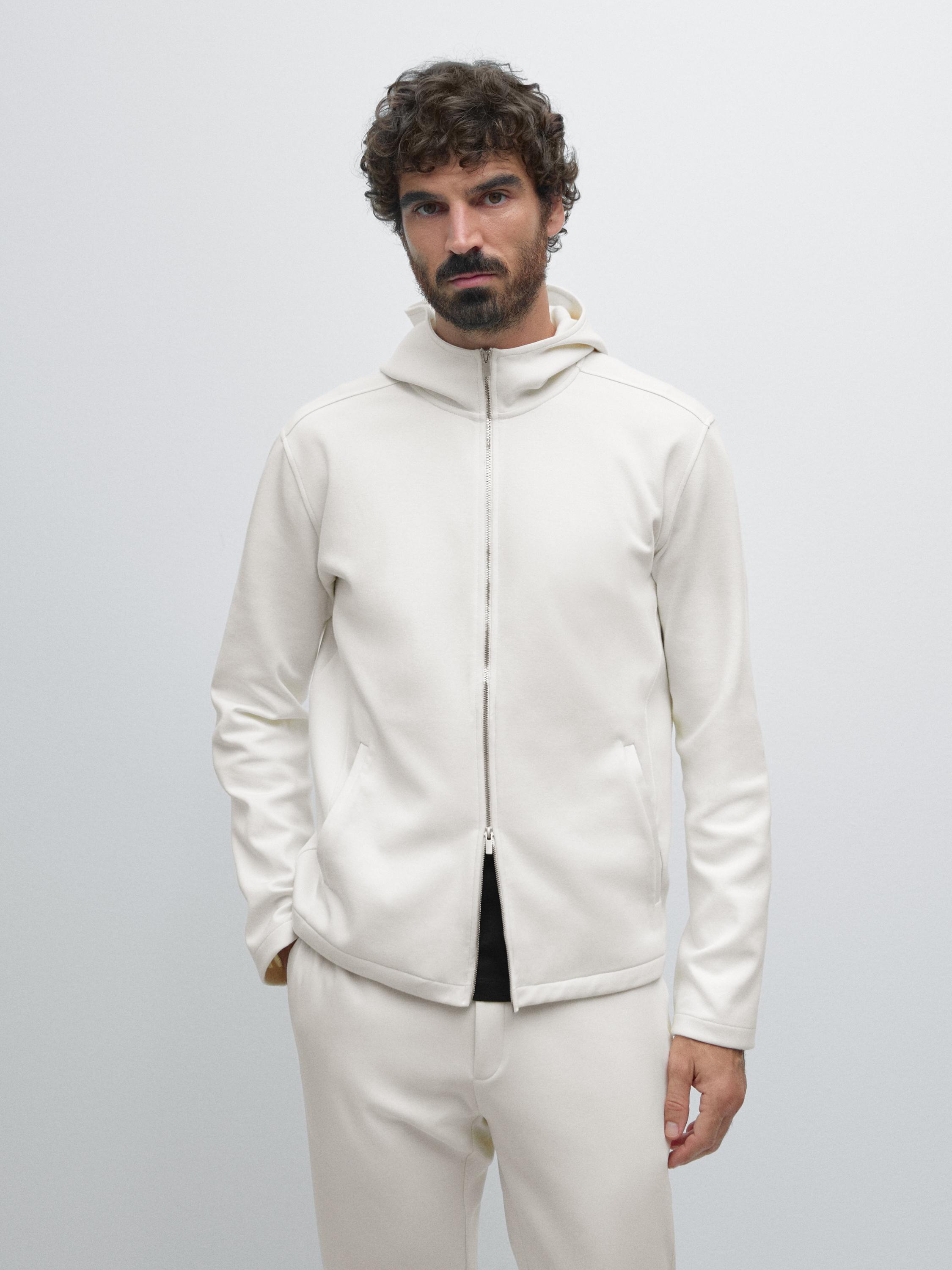 Cotton blend hooded jacket
