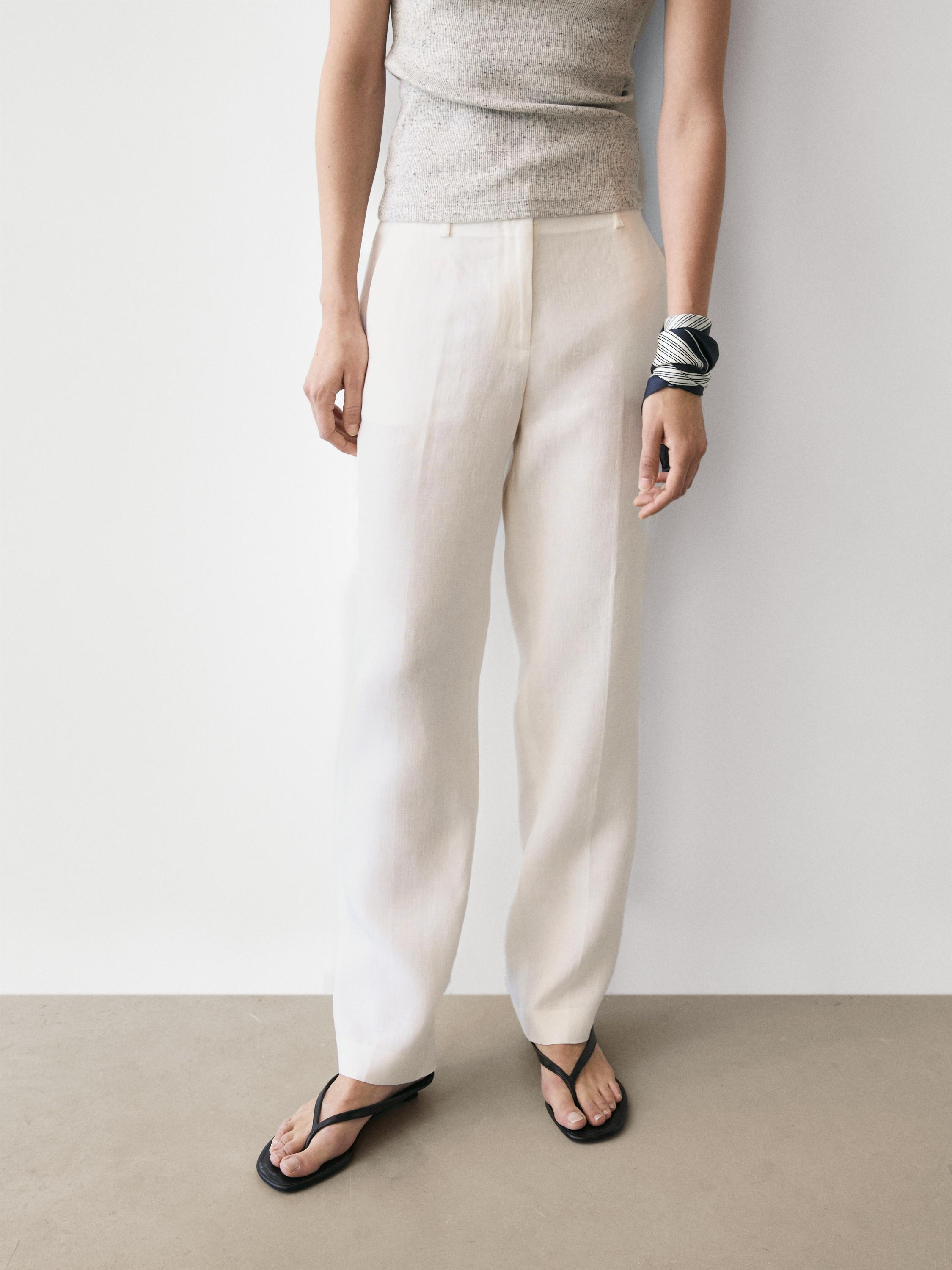 Linen suit trousers — Off white