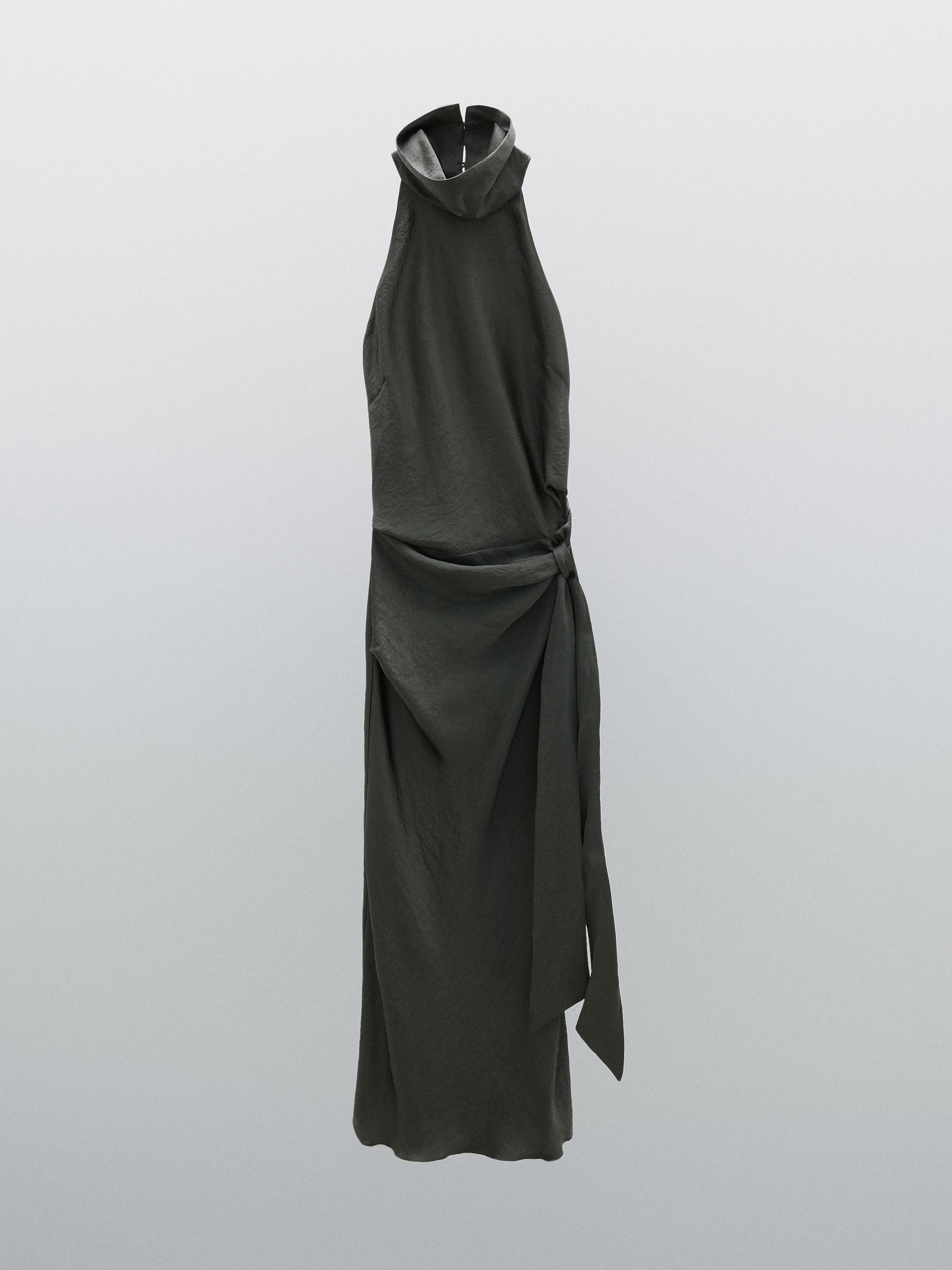 Satin midi dress with bow detail - Studio