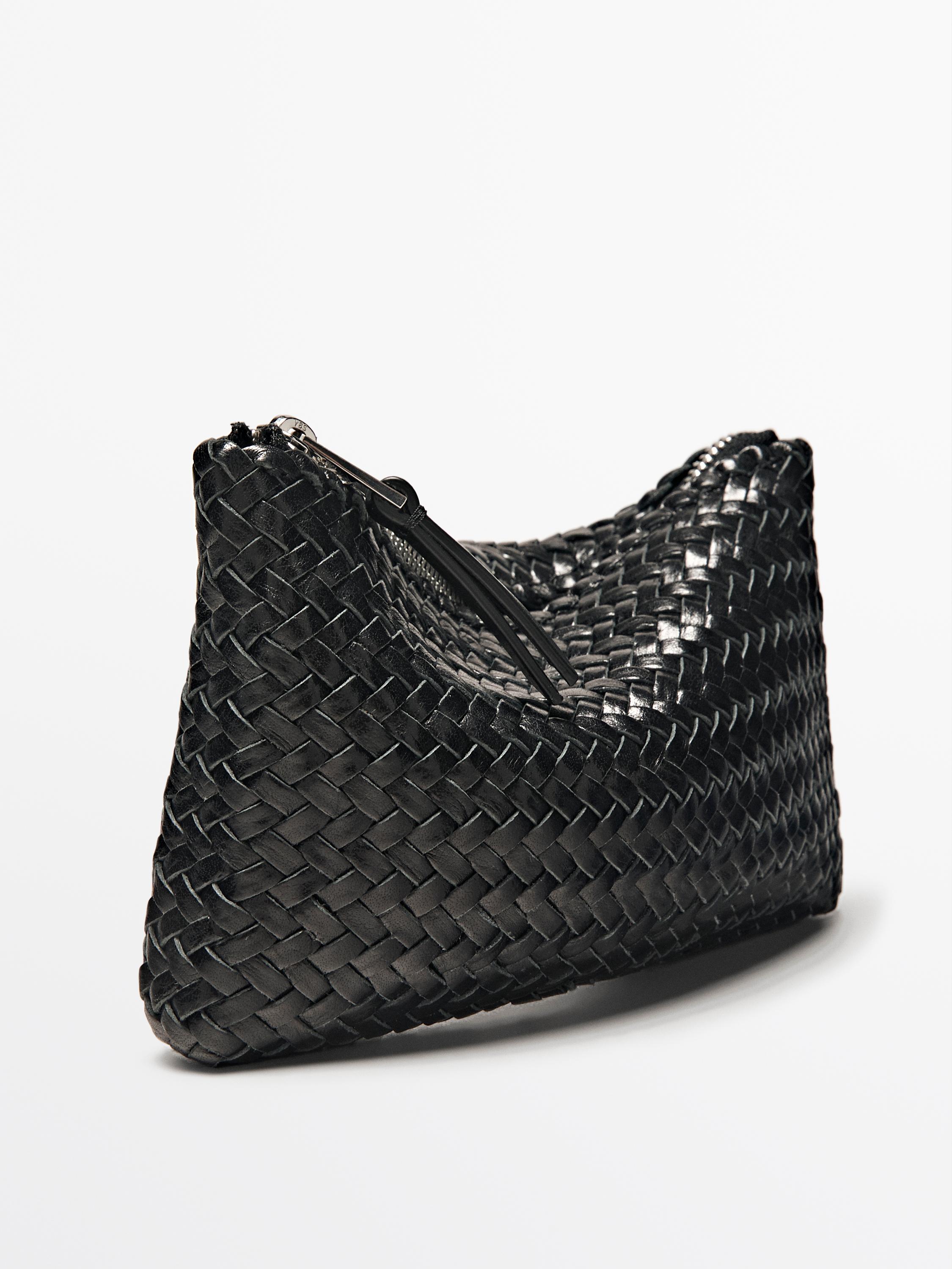 Braided nappa leather pouch bag