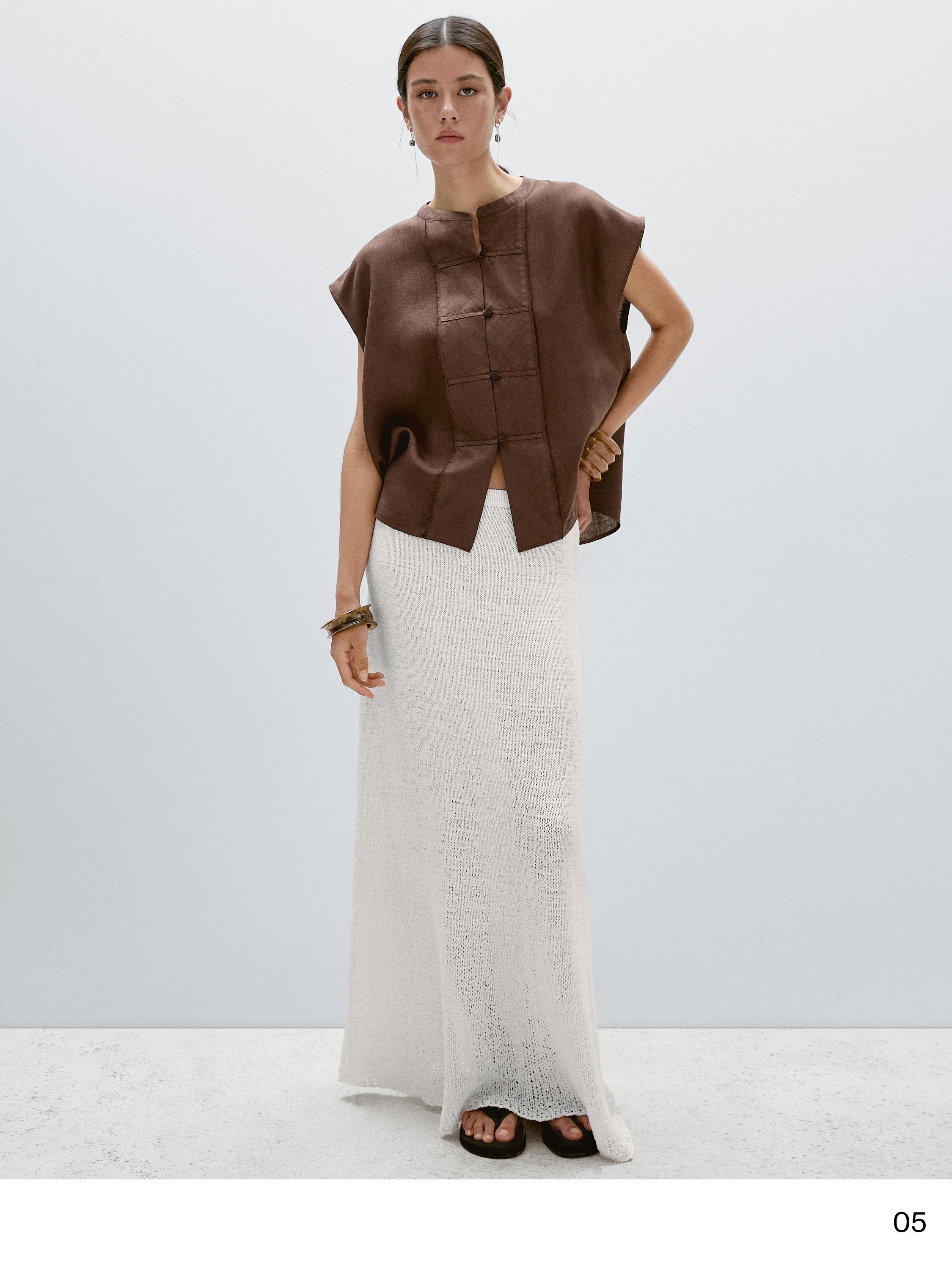 ★ Massimo Dutti★ Cotton Blend Knit Semi Long Skirt 052135 Cotton blend knit midi skirt · White · Sunglasses | Massimo