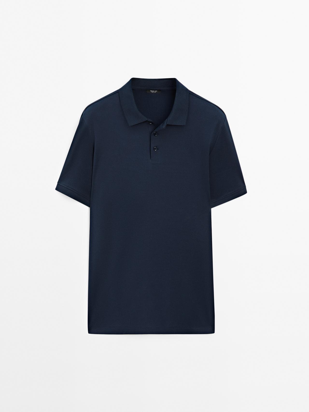Massimo Dutti - Herre - Kortærmet Poloshirt Med Krave - Falmet Petroleumsfarvet - Xxl