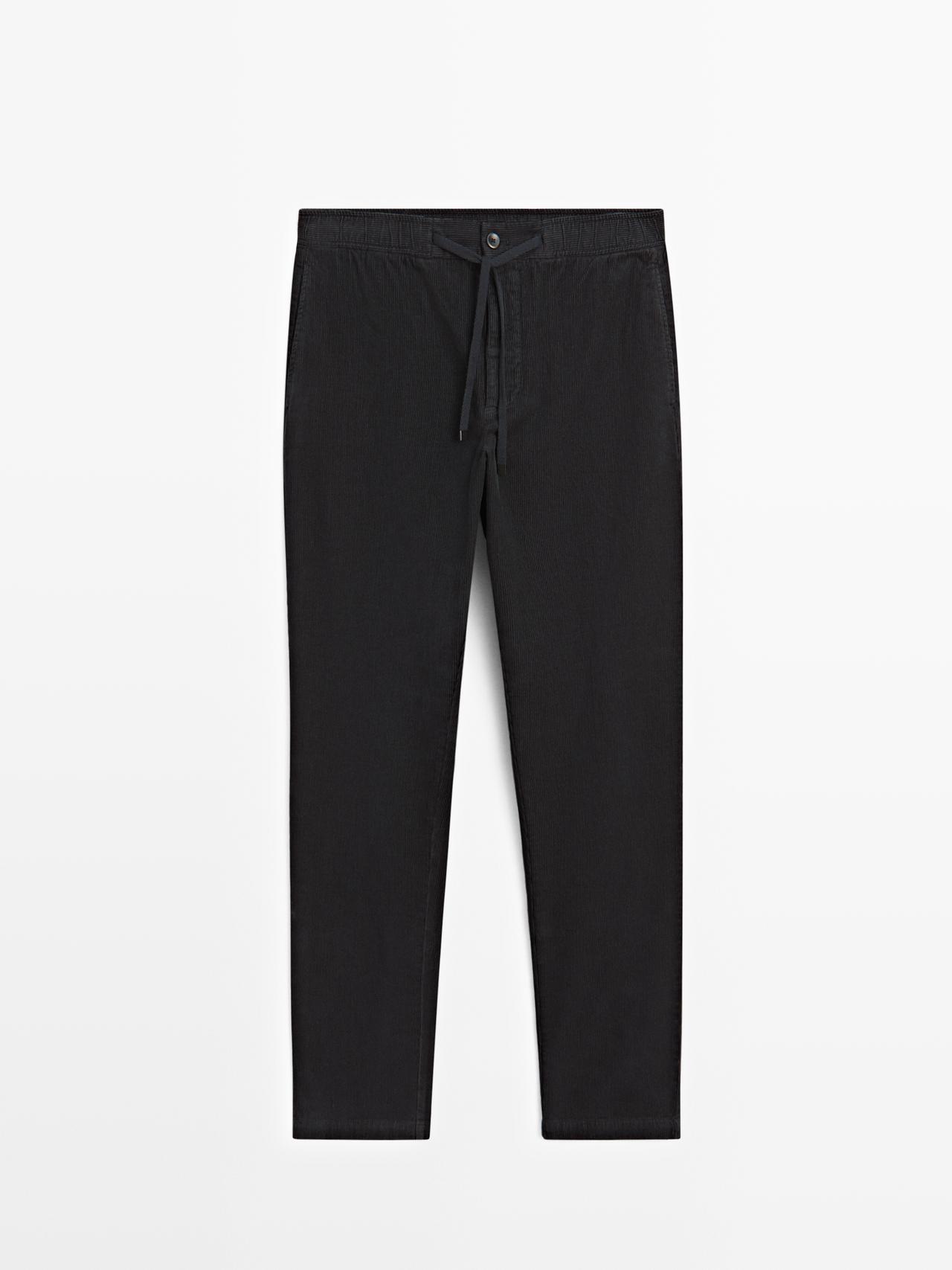 Massimo Dutti - Herre - Jogger Fit Bukser I Jernbanefløjl - Grå - L