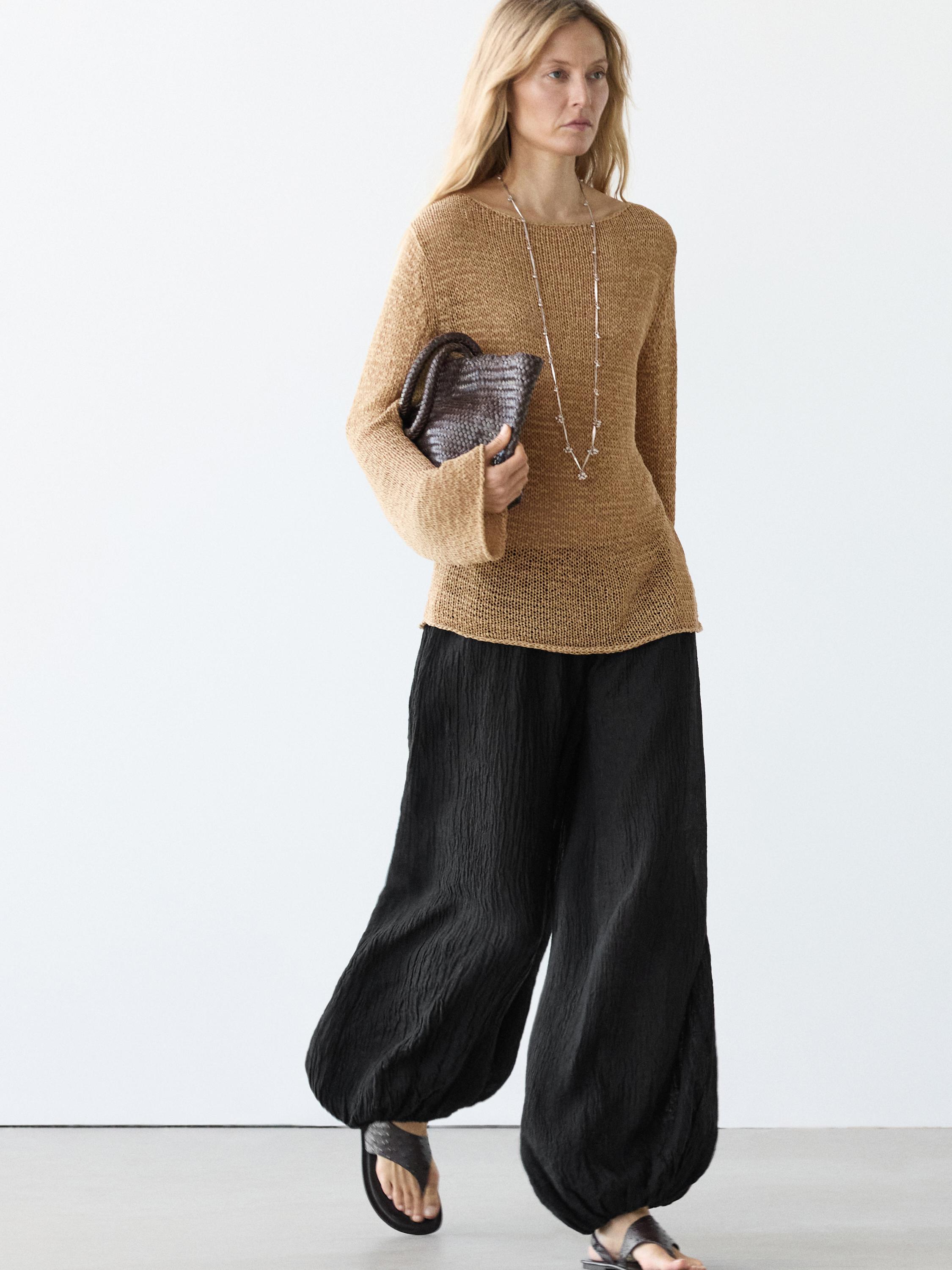 Linen sarouel trousers — BLACK