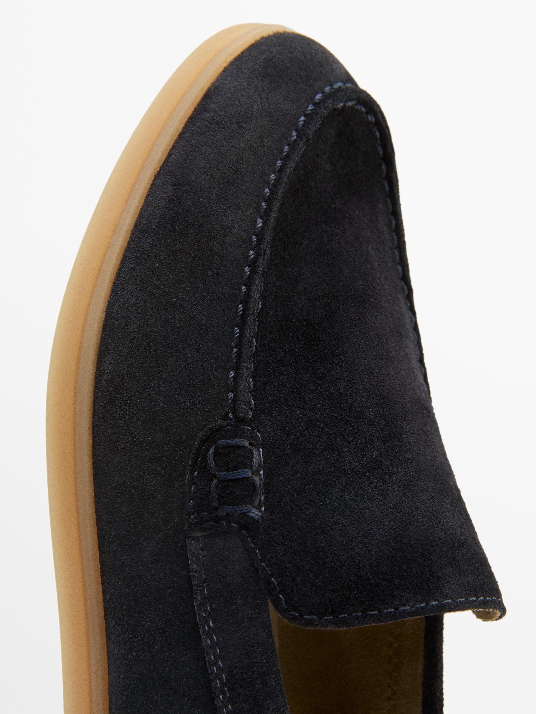 Split leather loafers — BLUE