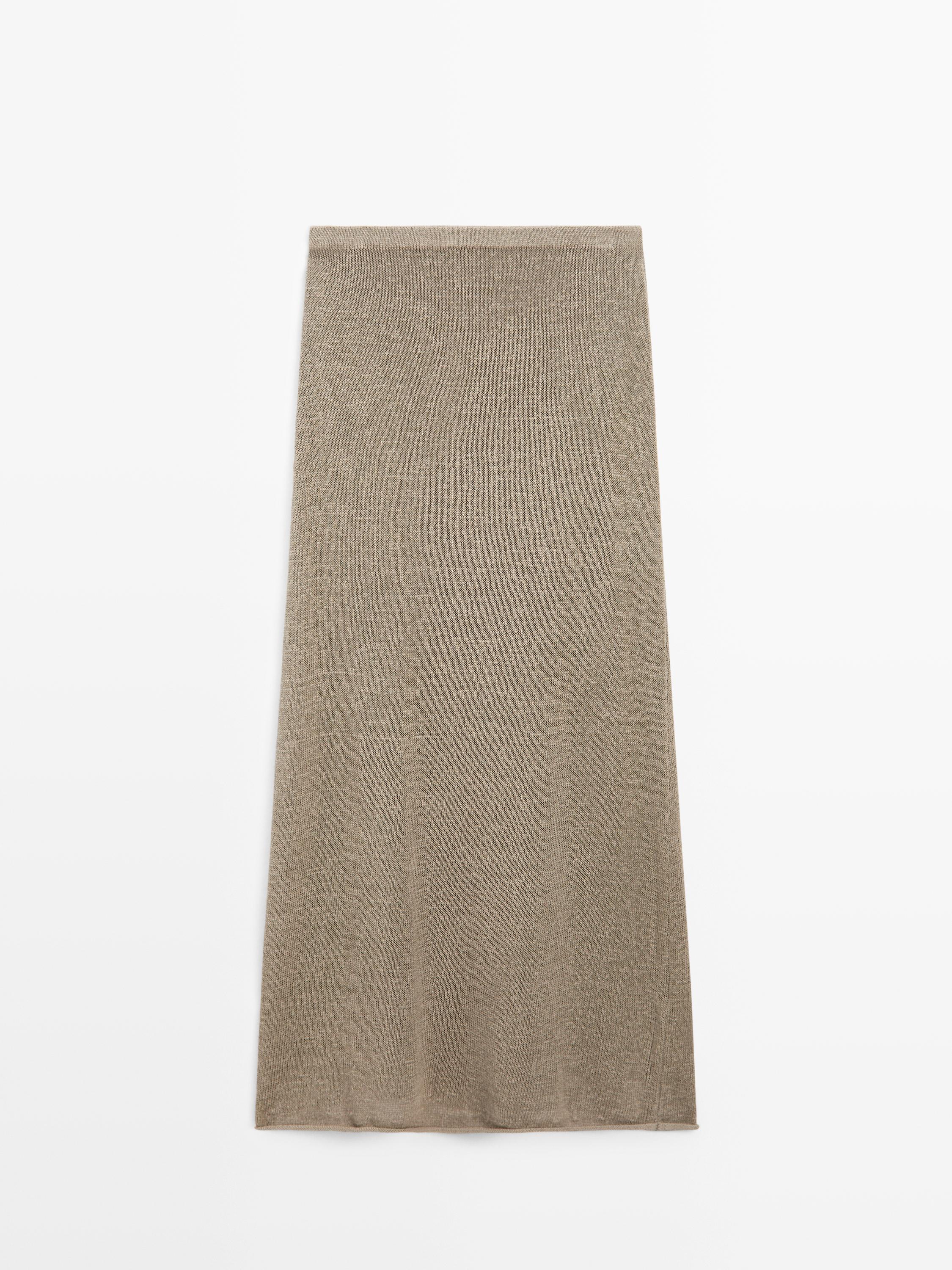 Total look flared knit skirt — SAND