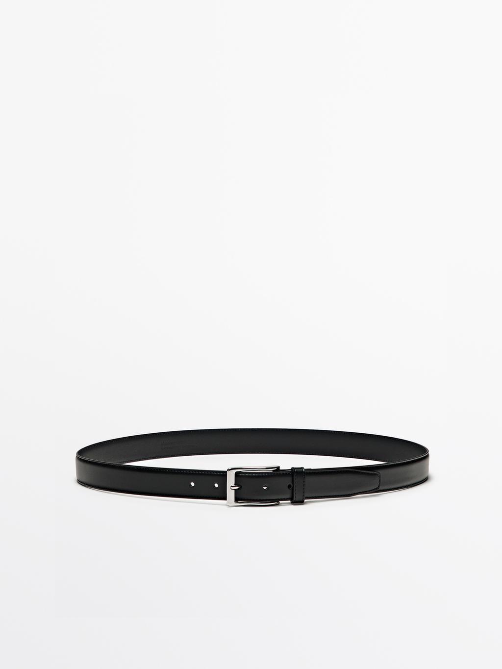 Massimo Dutti Leather dress belt with topstitching