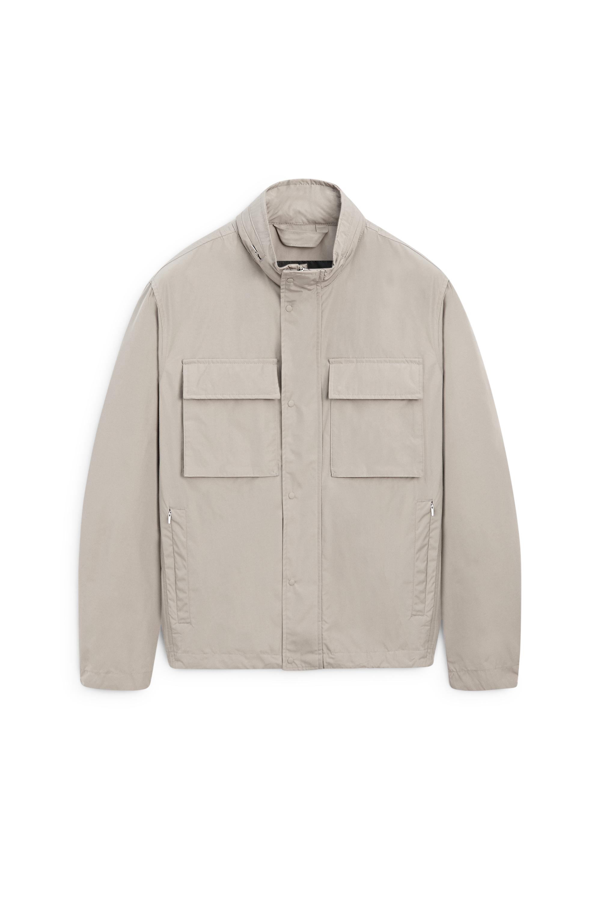 Technical fabric jacket with pocket details — GREY MARL