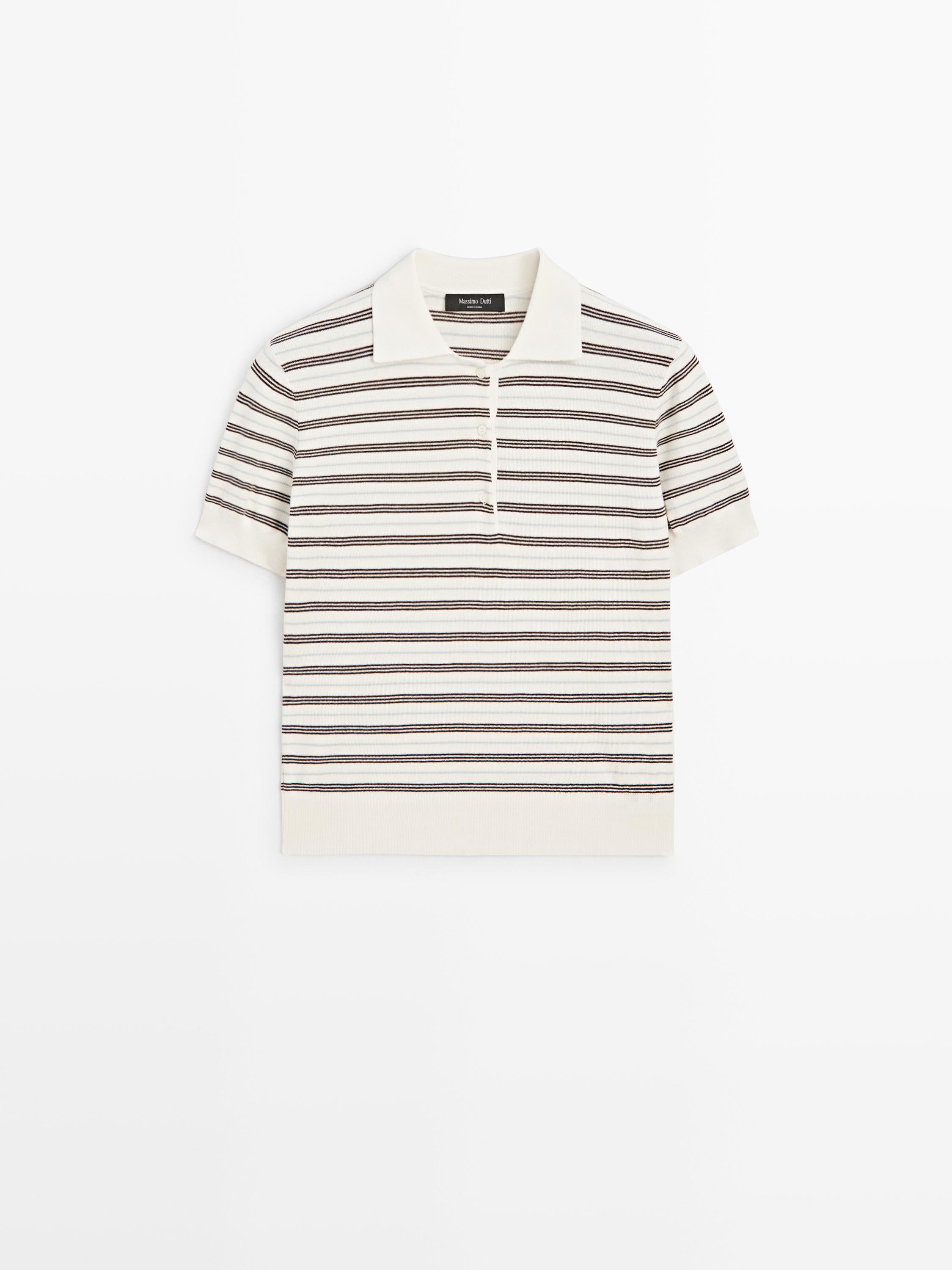 Striped short sleeve polo shirt