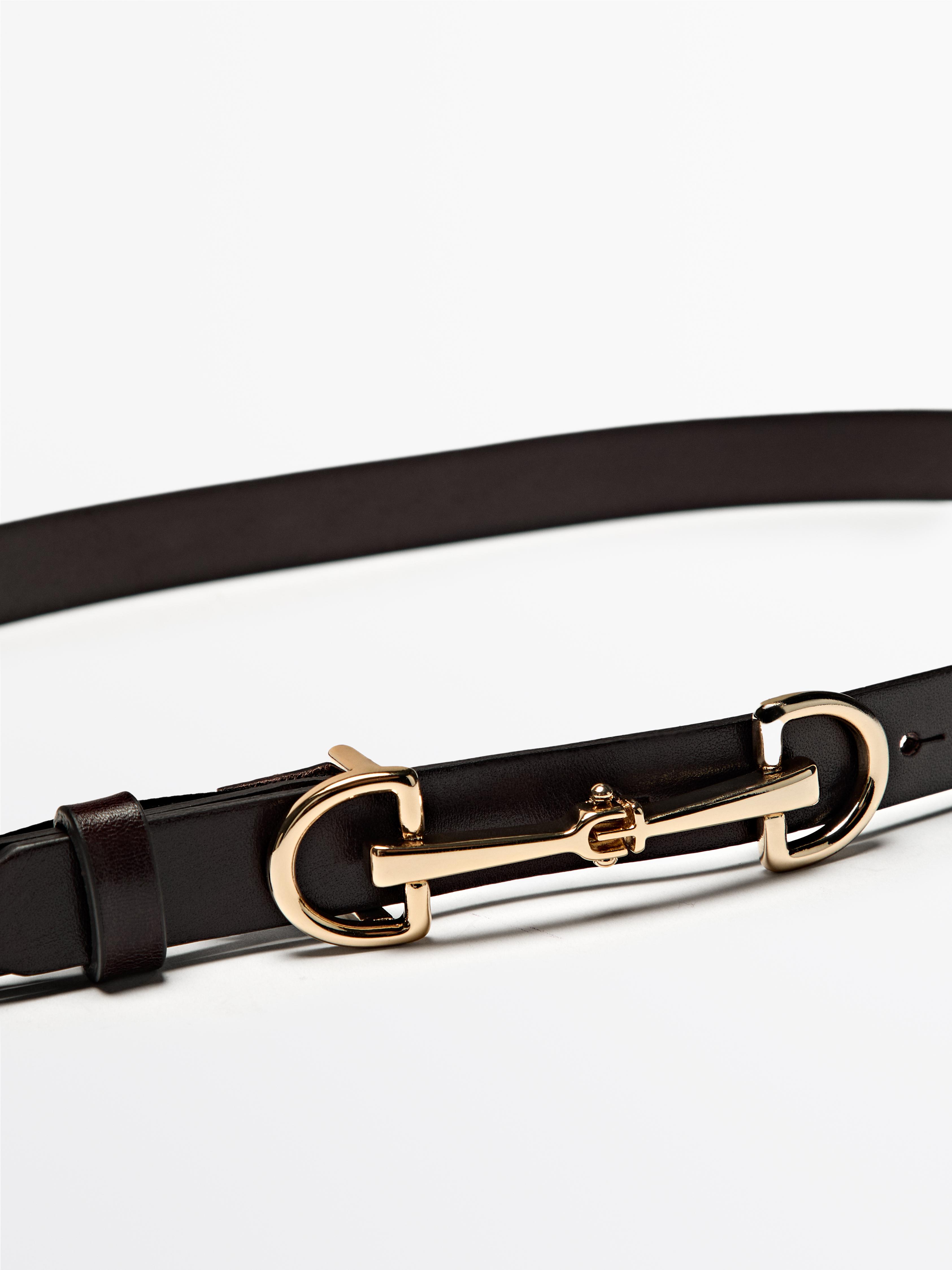 Equestrian nappa leather belt — BROWN